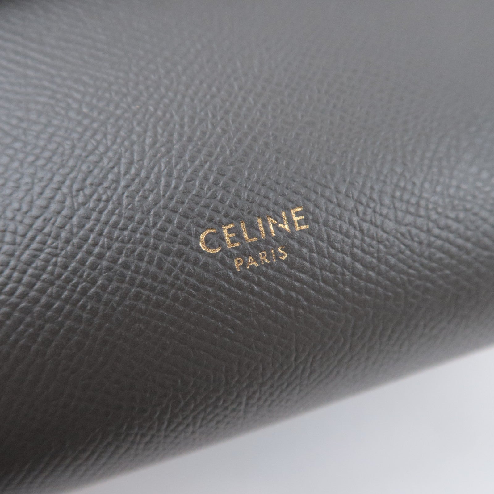 CELINE Belt Bag Nano 2Way Leather Handbag Gray 189003
