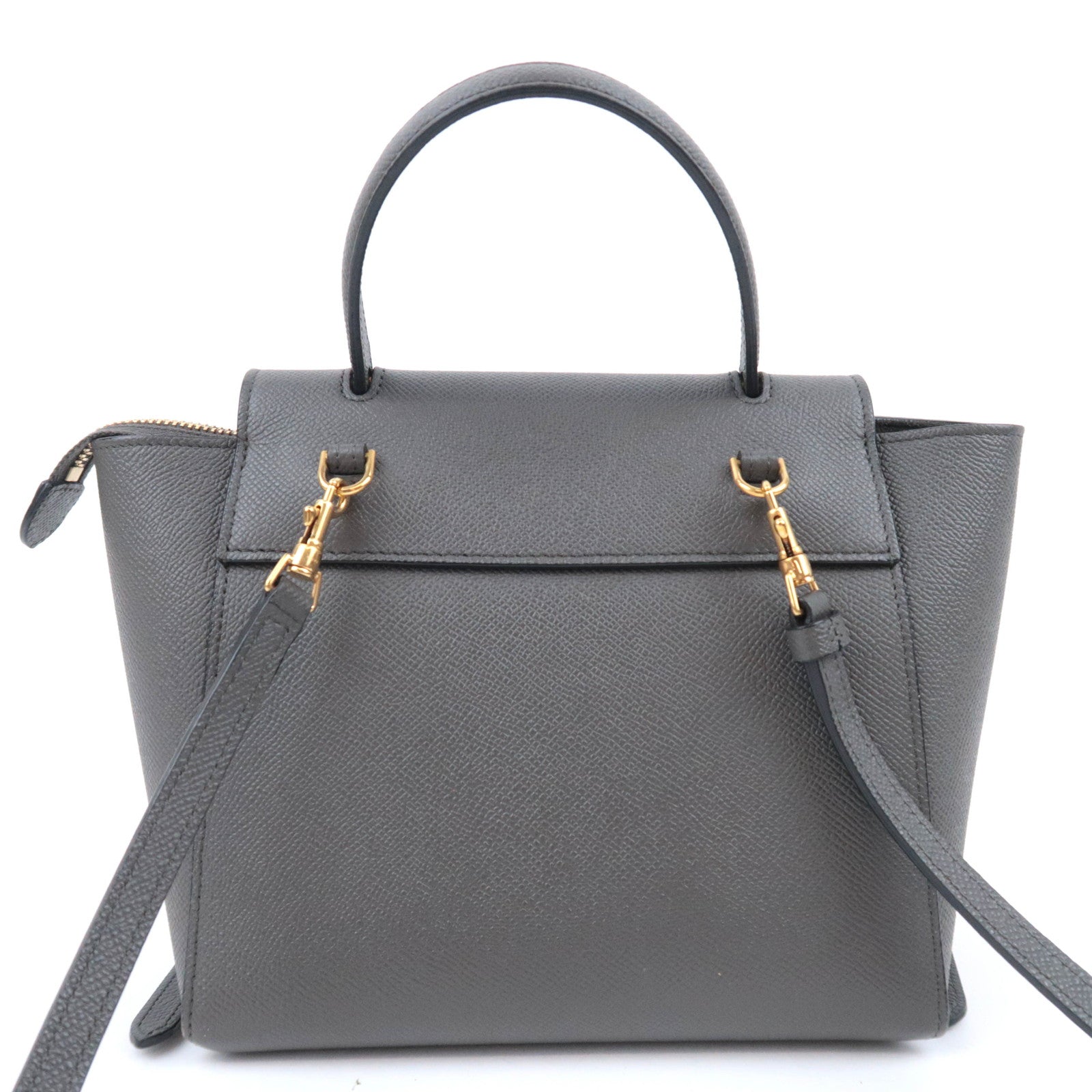 CELINE Belt Bag Nano 2Way Leather Handbag Gray 189003