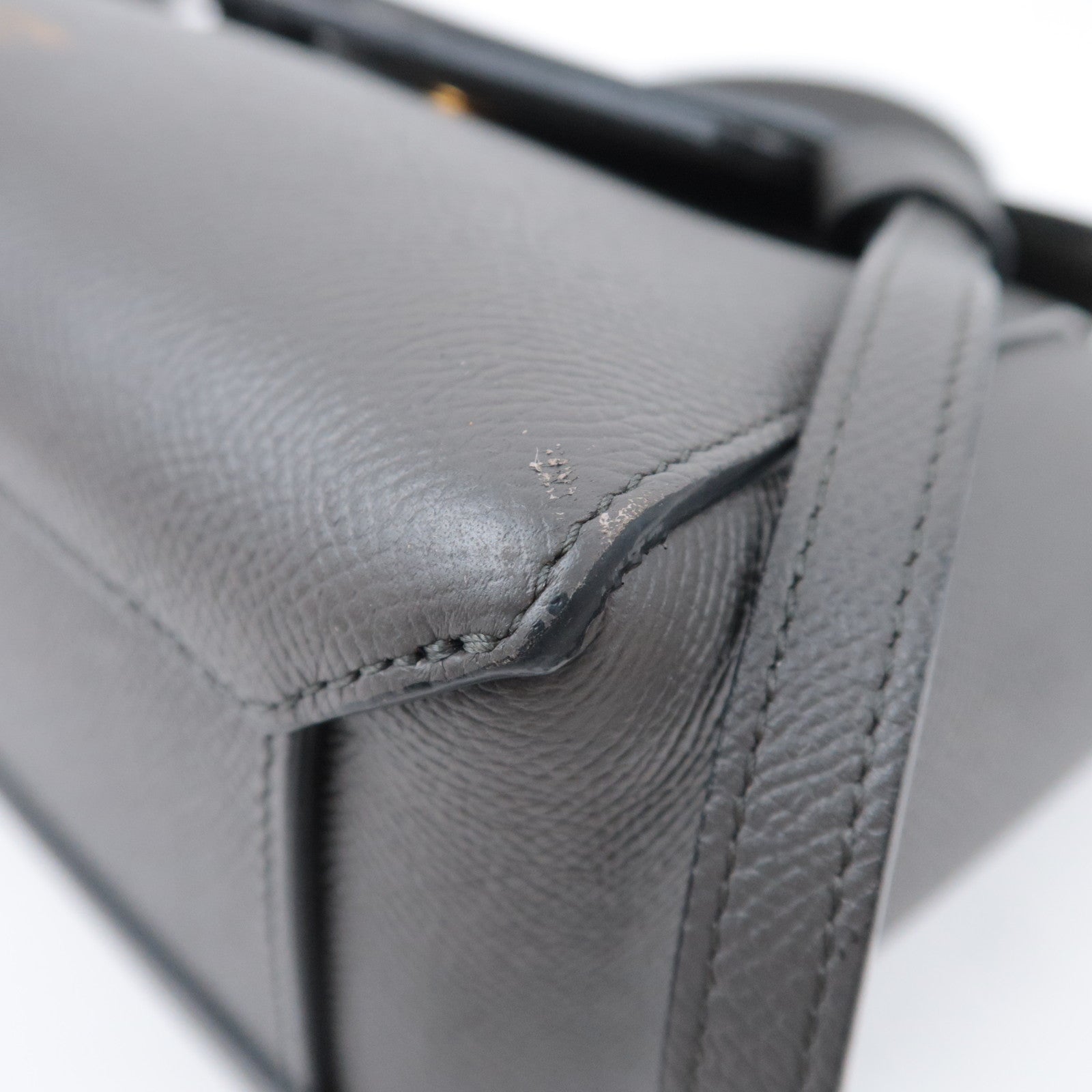 CELINE Belt Bag Nano 2Way Leather Handbag Gray 189003