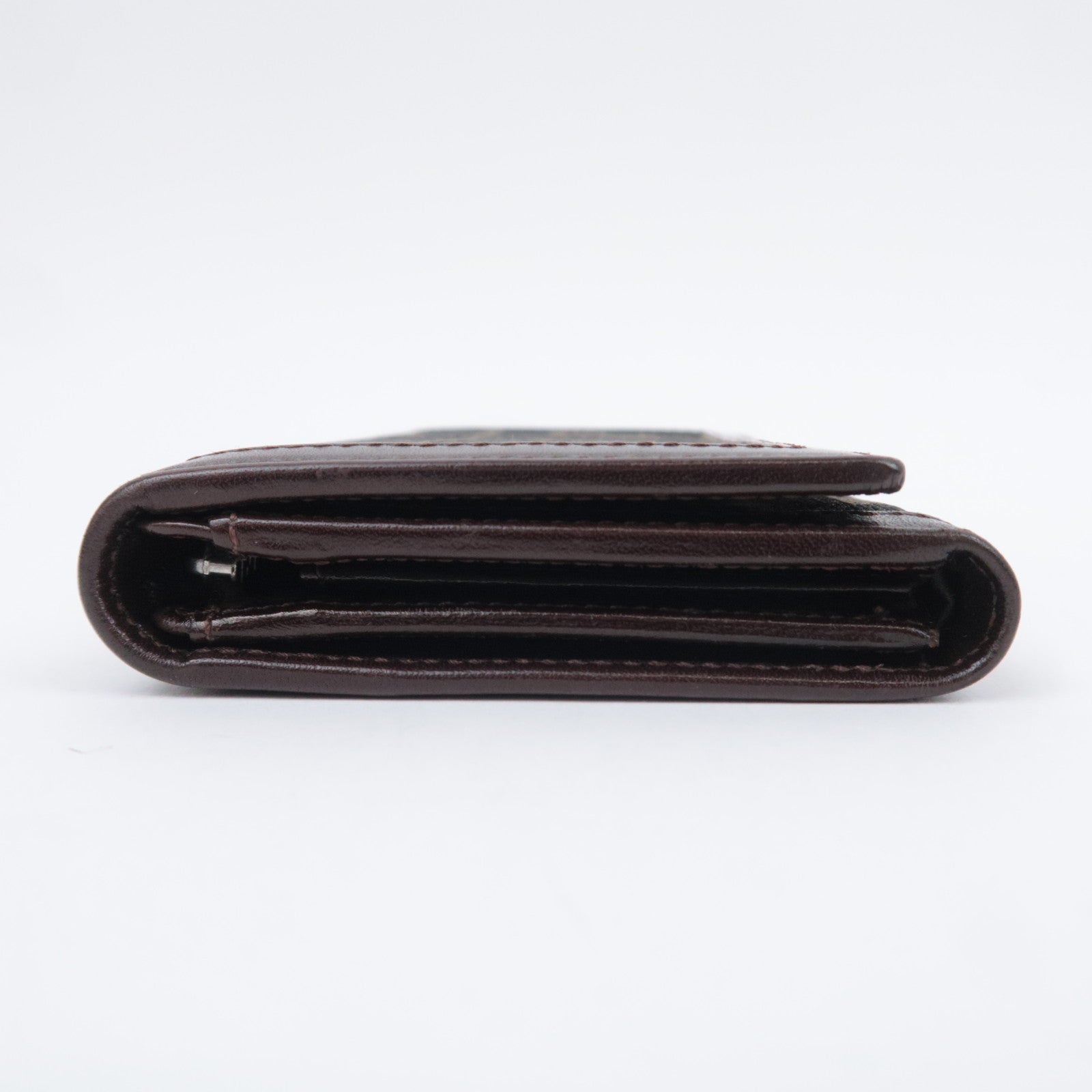 FENDI Zucca Canvas Leather Wallet Brown Black 31052