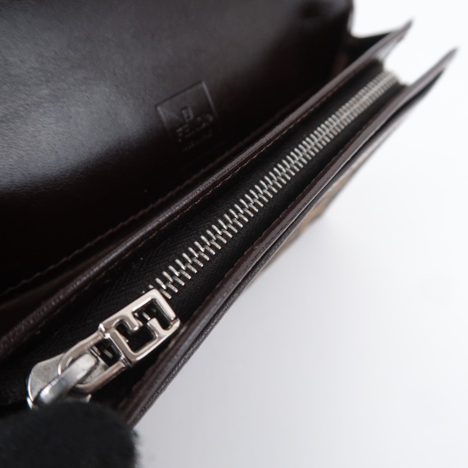 FENDI Zucca Canvas Leather Wallet Brown Black 31052
