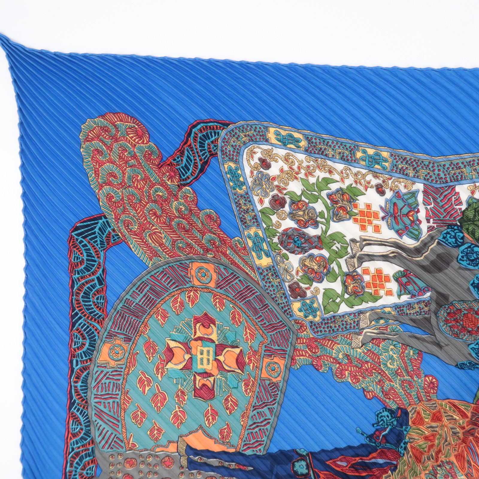 HERMES Pleated Carre 90 Scarf 100% Silk