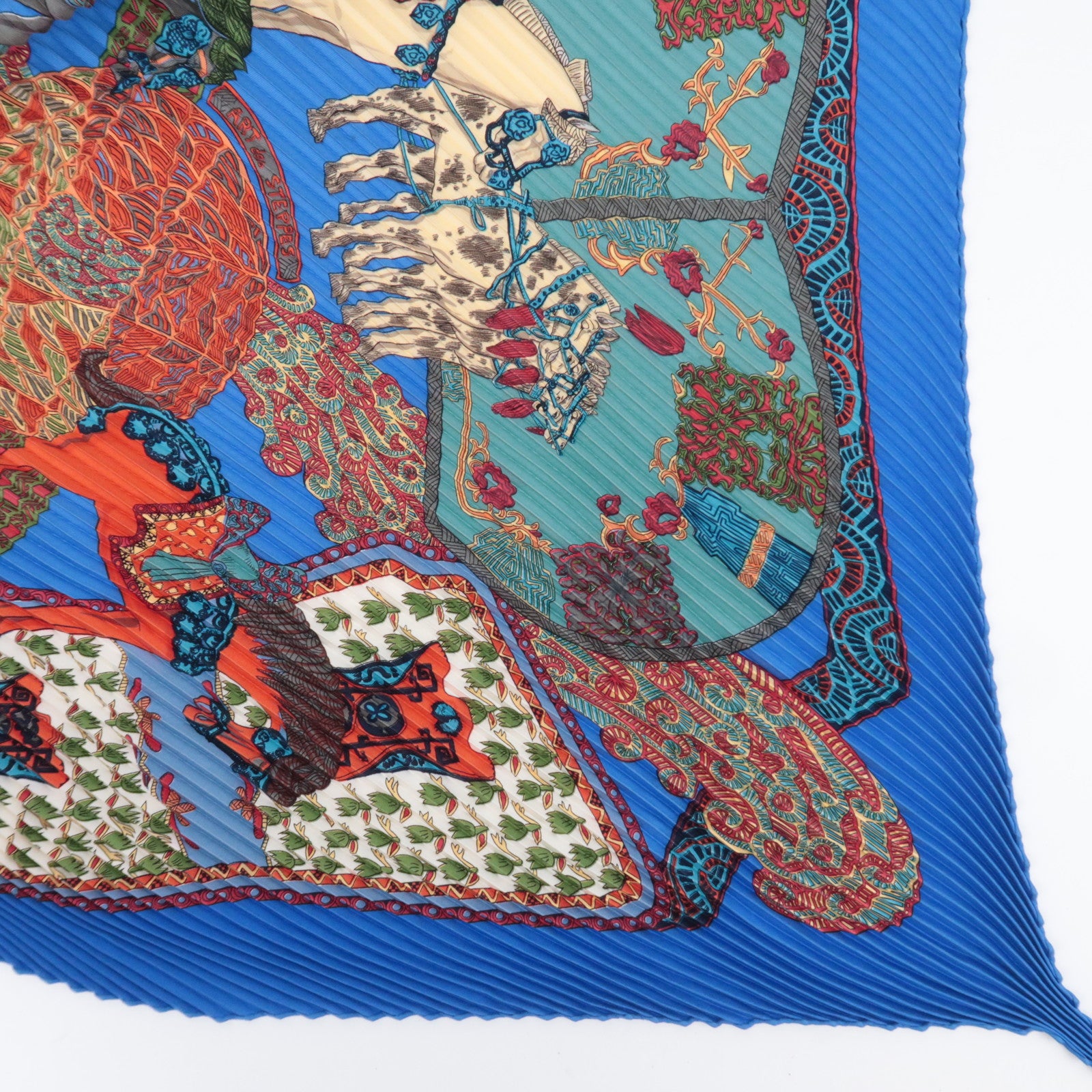 HERMES Pleated Carre 90 Scarf 100% Silk