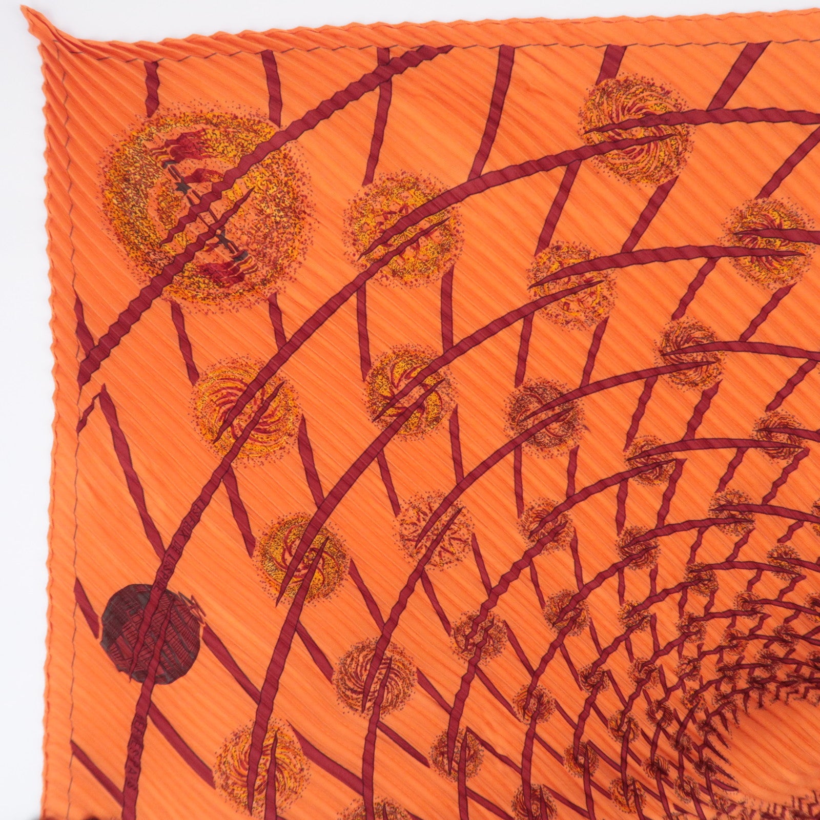HERMES Pleated Carre 90 Scarf 100% Silk