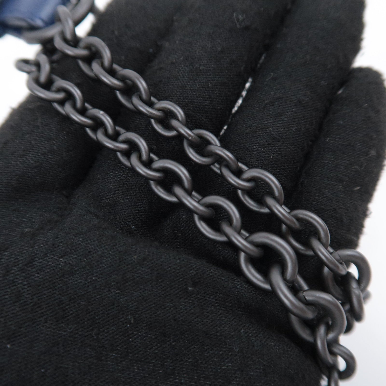 BOTTEGA VENETA Intrecciato Leather Chain Shoulder Bag Navy