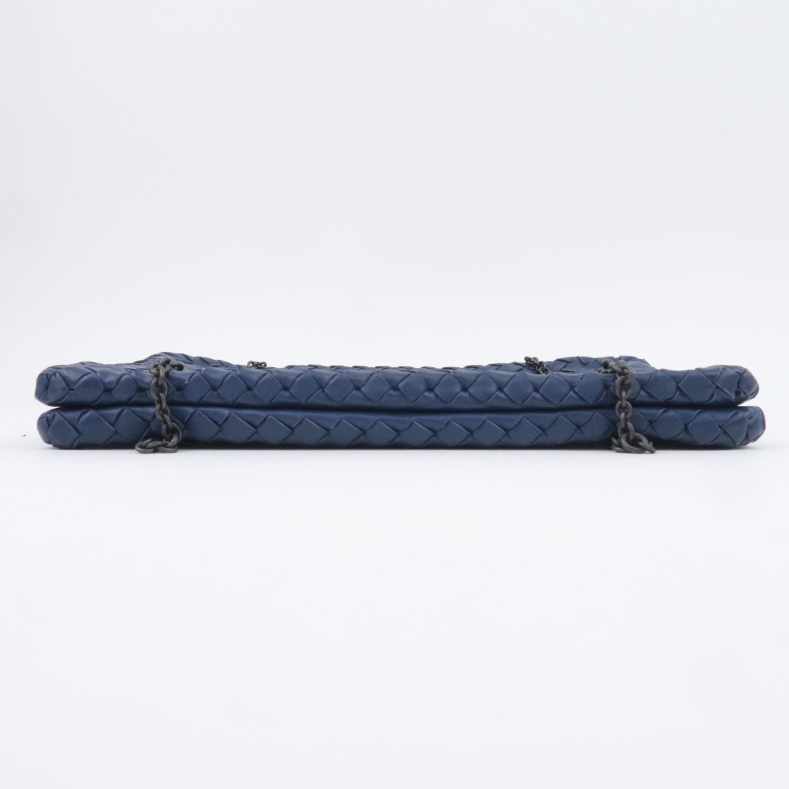BOTTEGA VENETA Intrecciato Leather Chain Shoulder Bag Navy