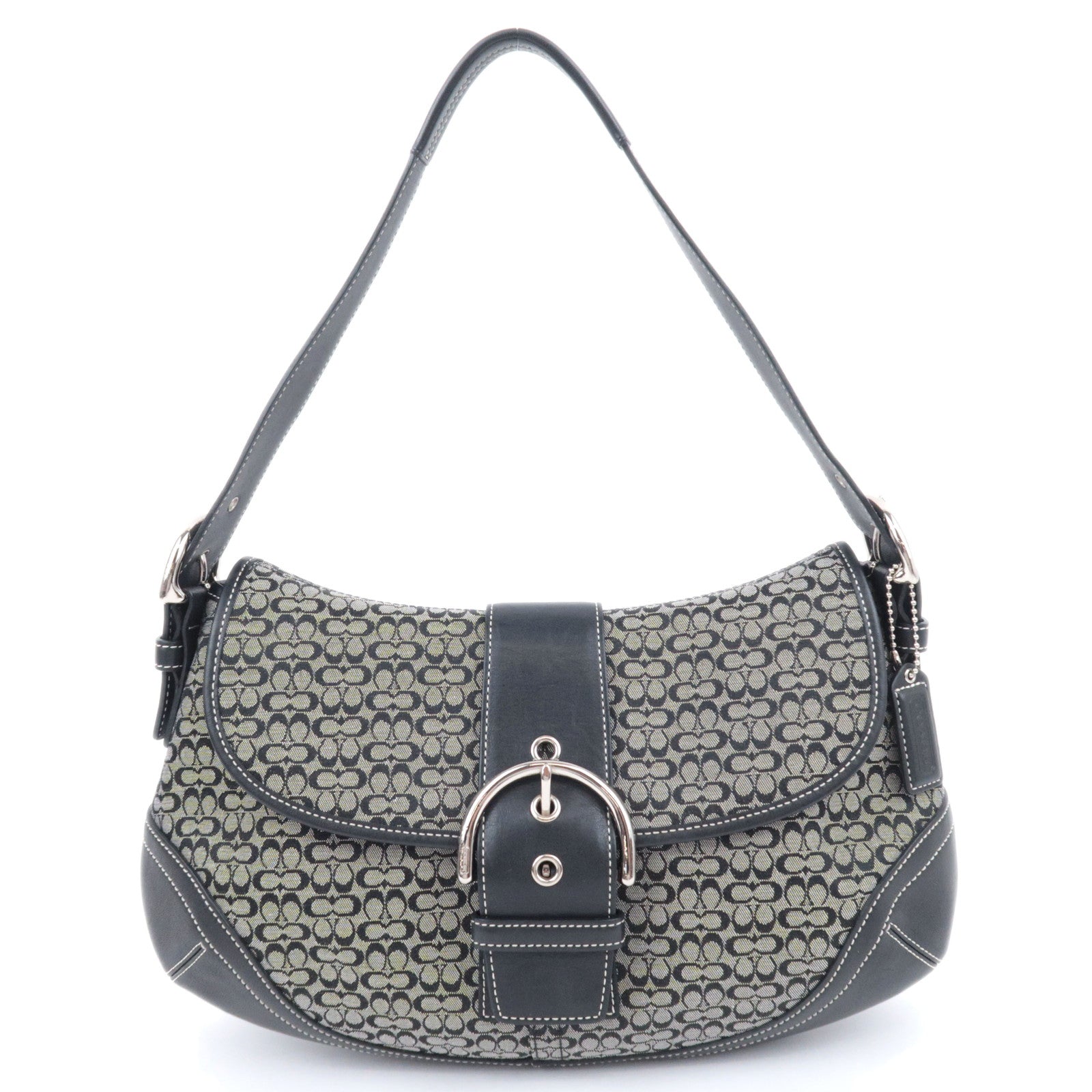 COACH Mini Signature Canvas Shoulder Bag Black 680891434