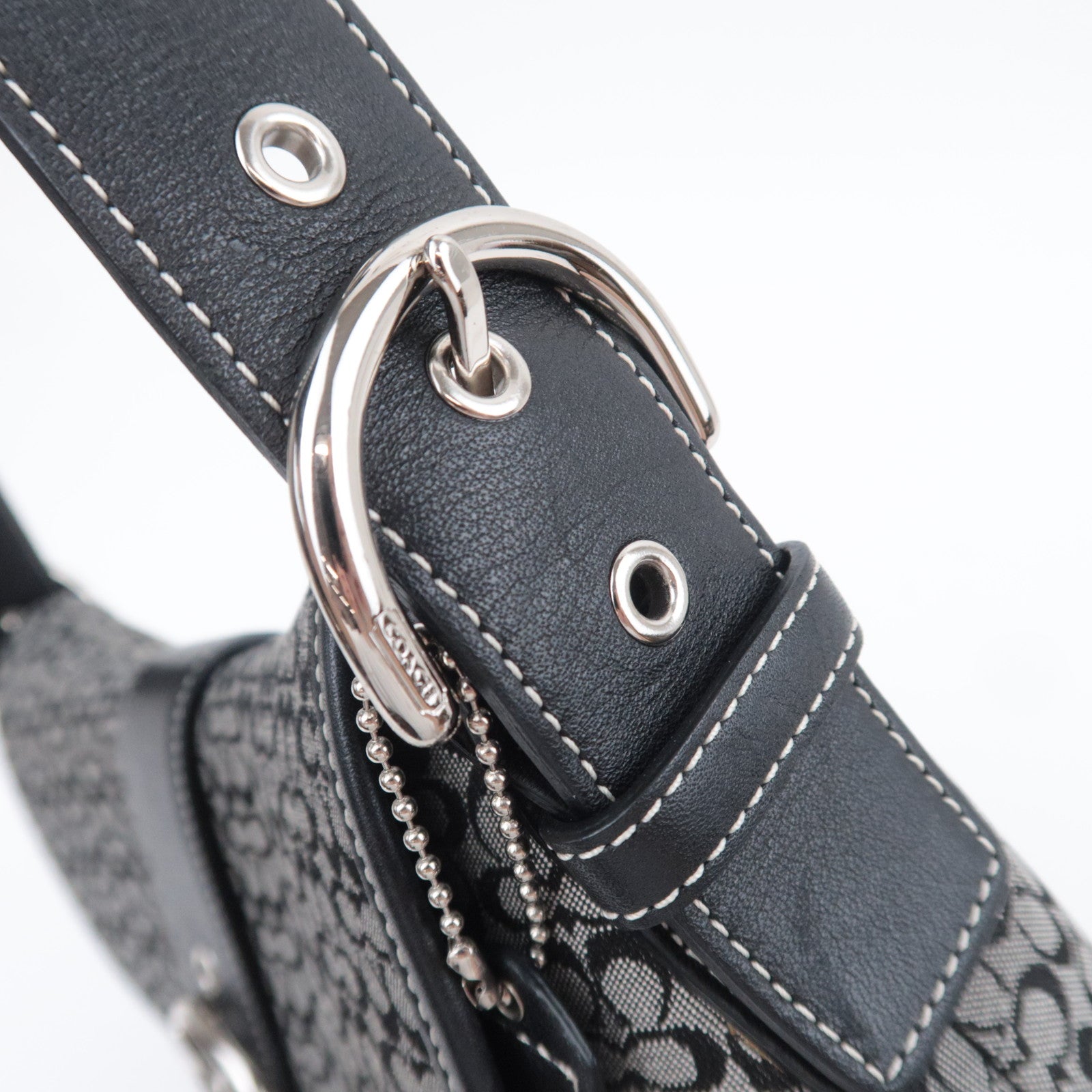 COACH Mini Signature Canvas Shoulder Bag Black 6808