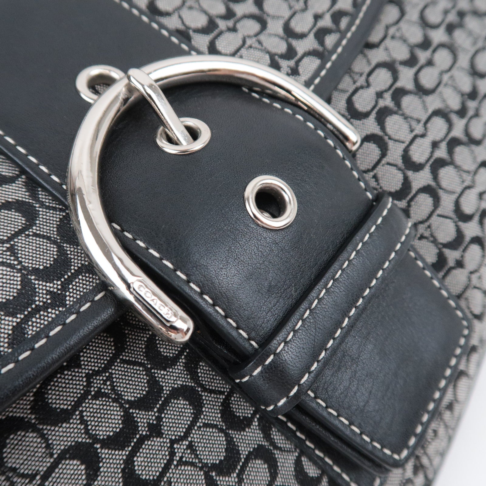 COACH Mini Signature Canvas Shoulder Bag Black 6808