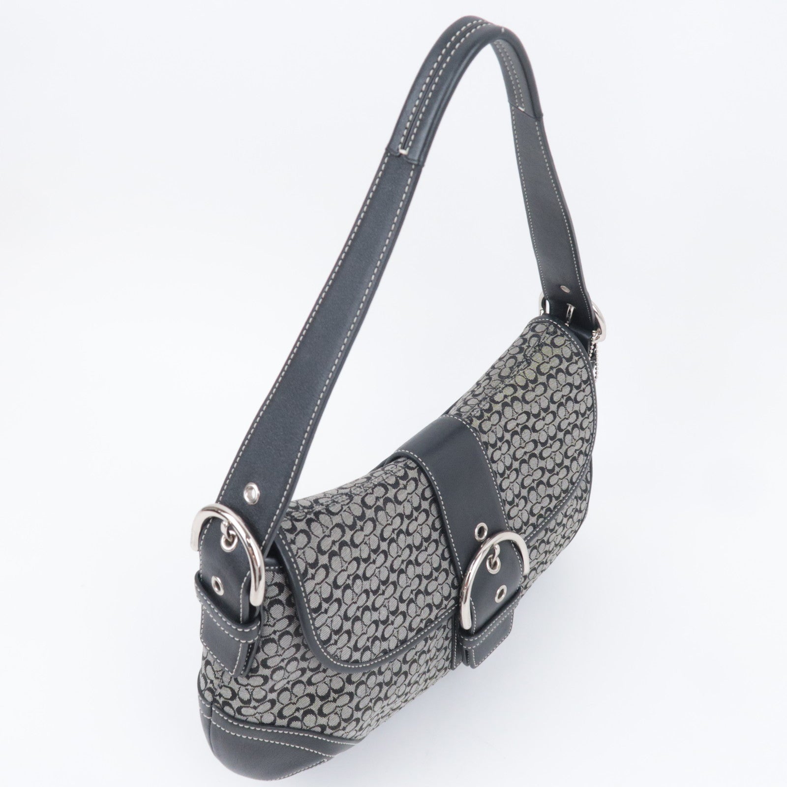 COACH Mini Signature Canvas Shoulder Bag Black 6808