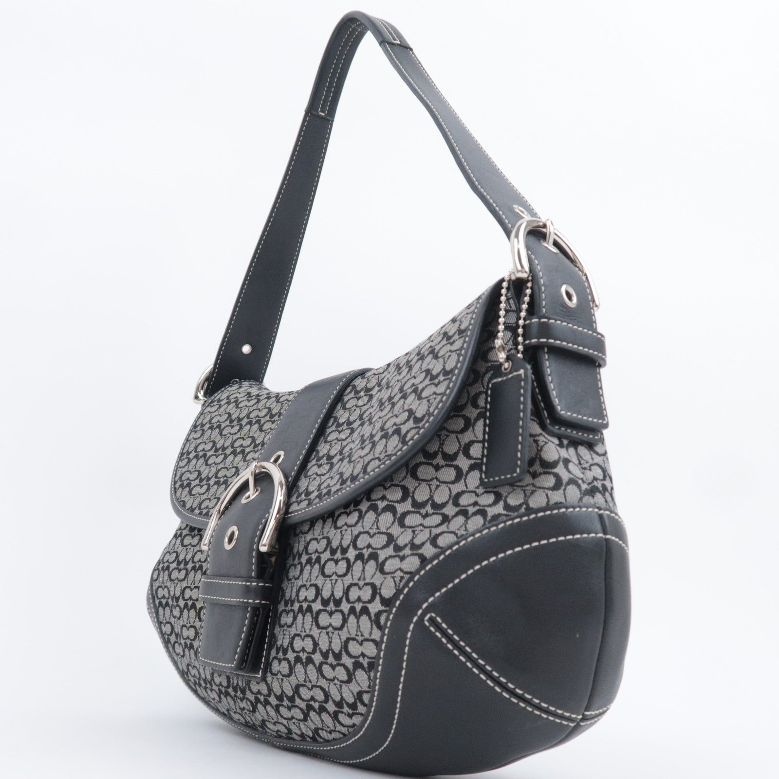 COACH Mini Signature Canvas Shoulder Bag Black 6808