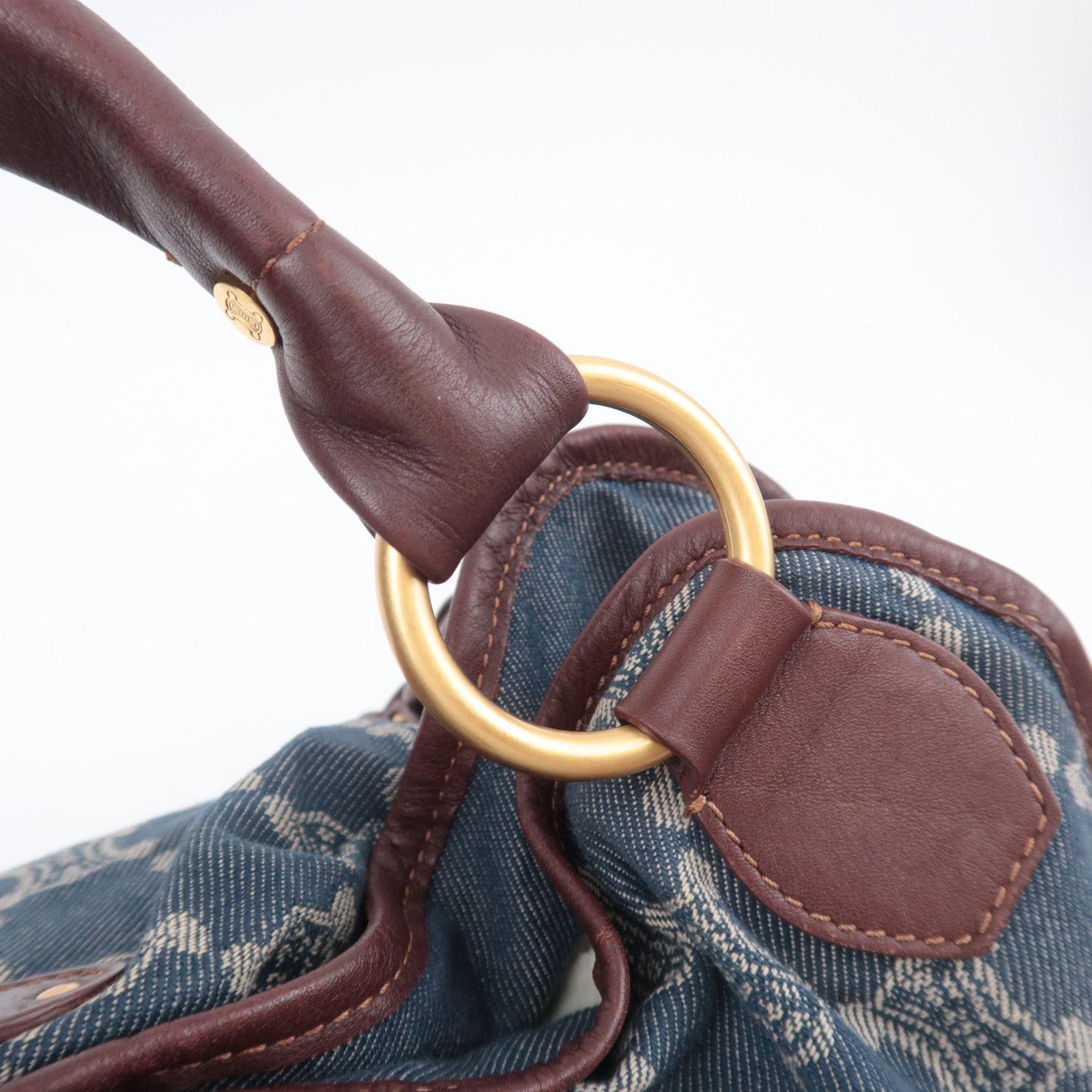 CELINE Paris Macadam Bittersweet Denim Leather Shoulder Bag Blue