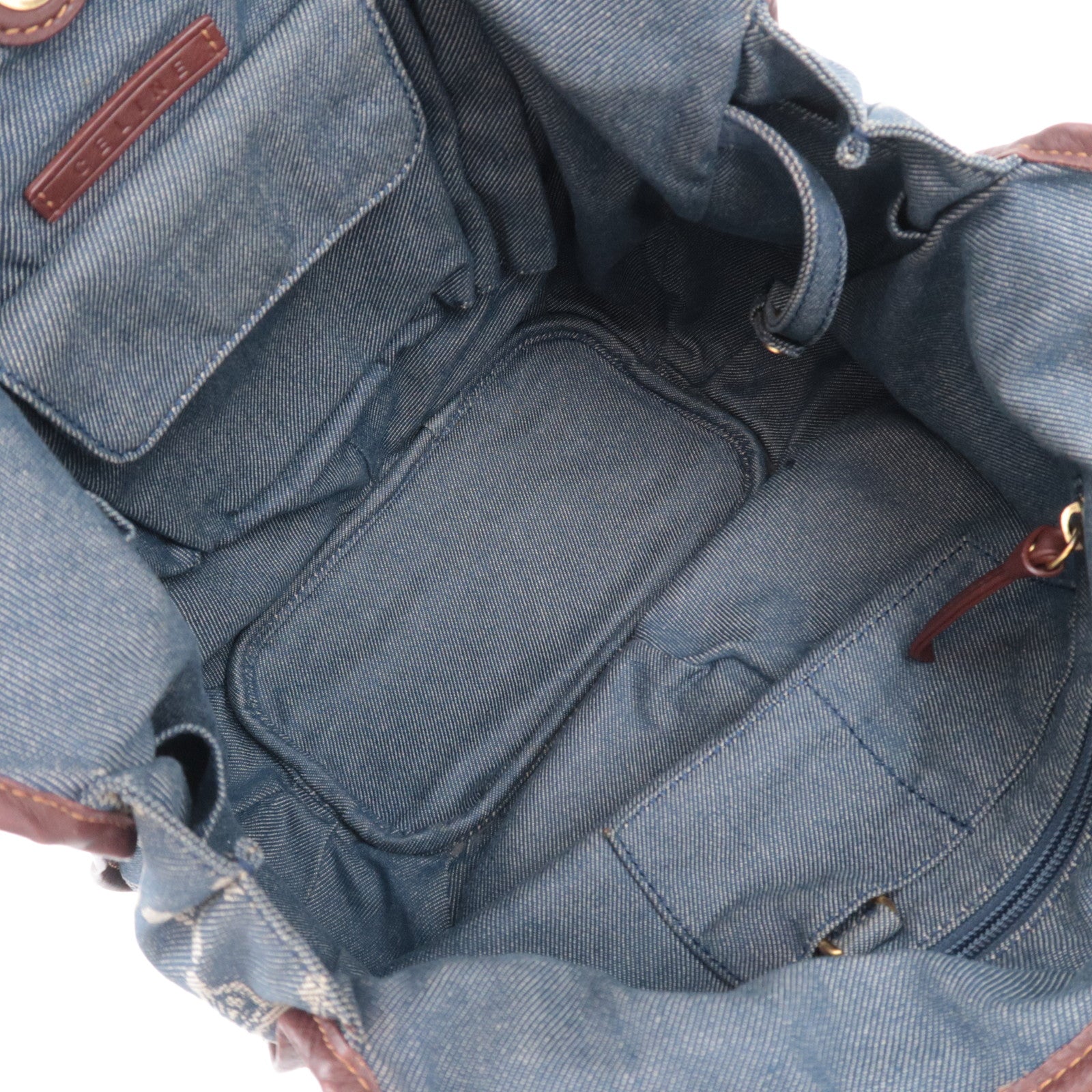 CELINE Paris Macadam Bittersweet Denim Leather Shoulder Bag Blue