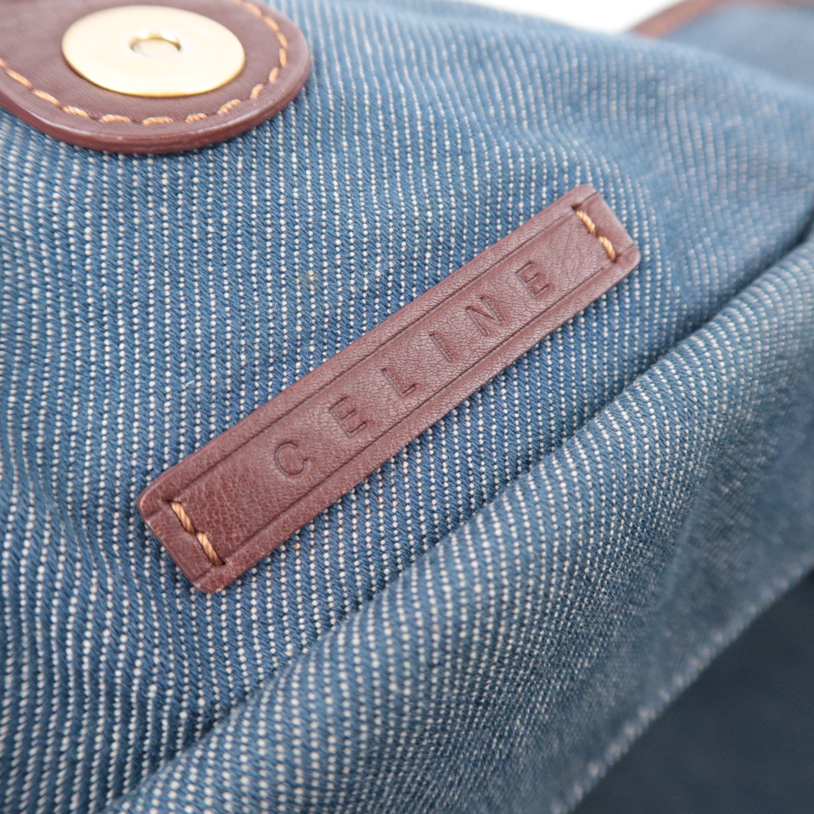 CELINE Paris Macadam Bittersweet Denim Leather Shoulder Bag Blue