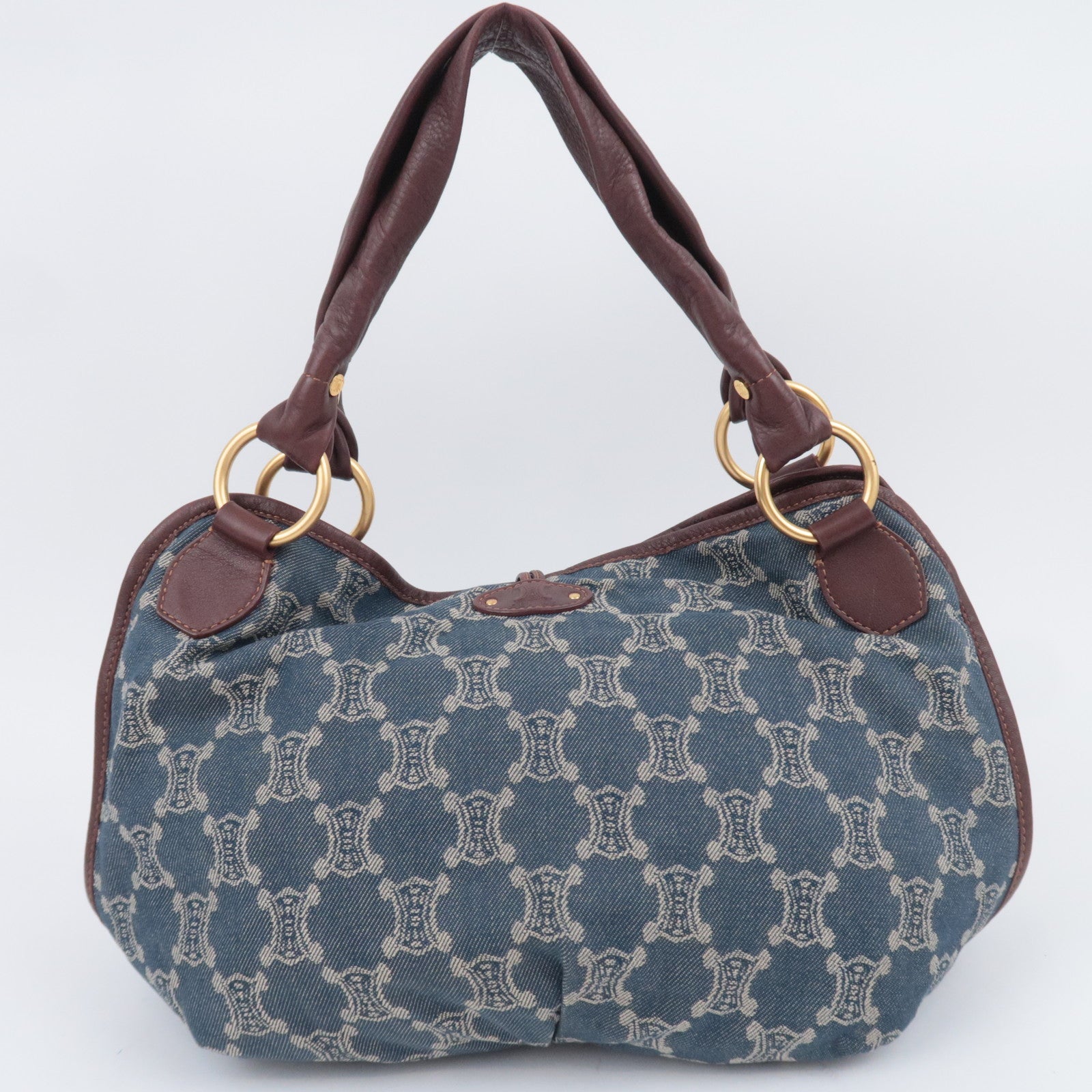 CELINE Paris Macadam Bittersweet Denim Leather Shoulder Bag Blue