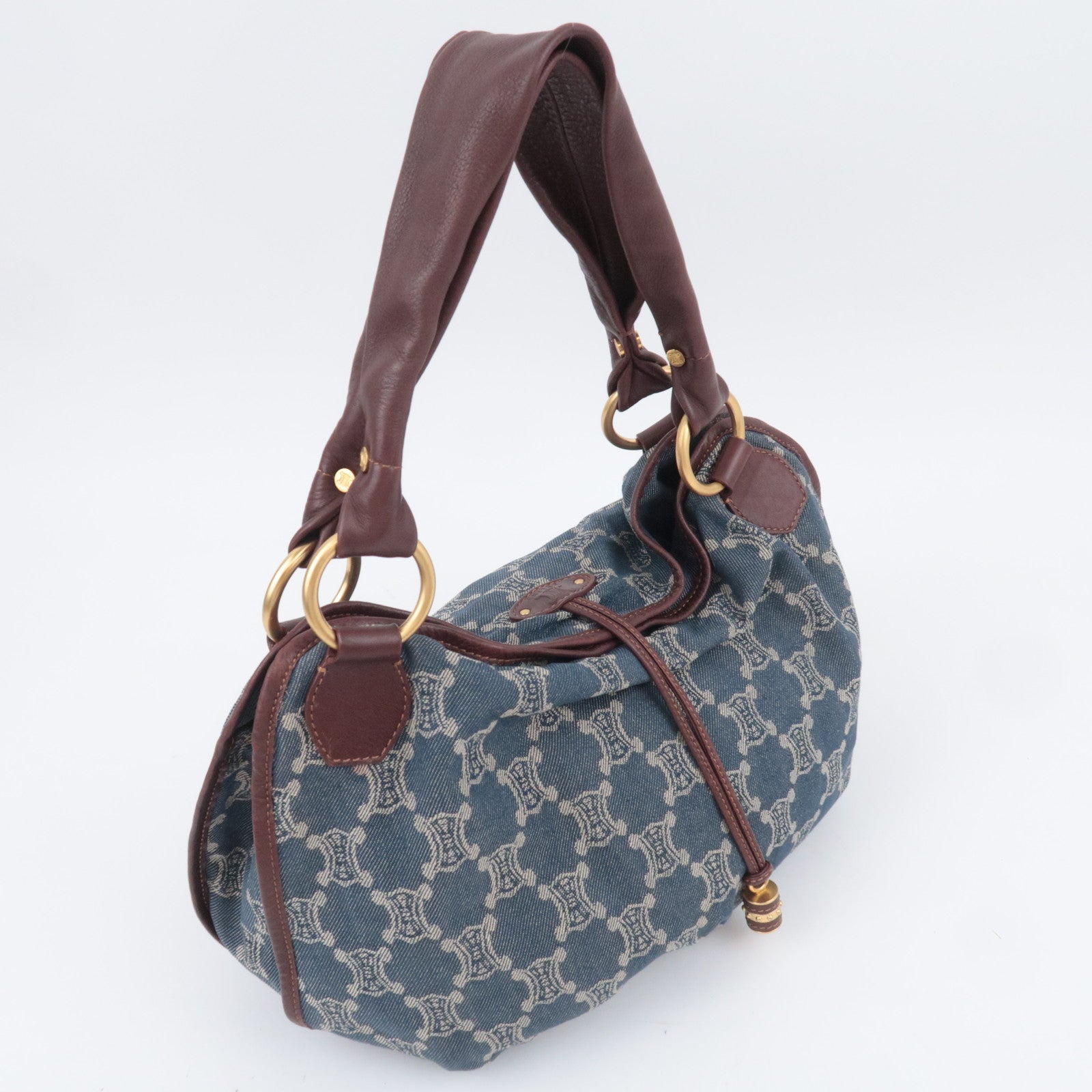 CELINE Paris Macadam Bittersweet Denim Leather Shoulder Bag Blue