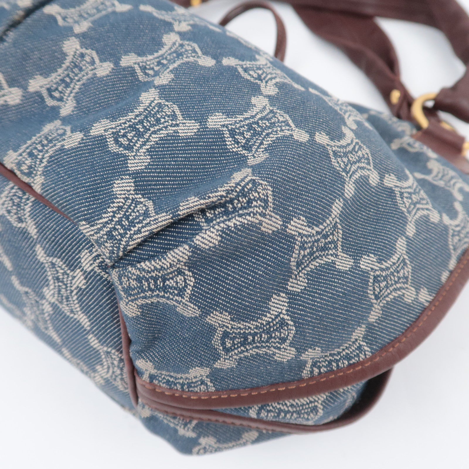 CELINE Paris Macadam Bittersweet Denim Leather Shoulder Bag Blue