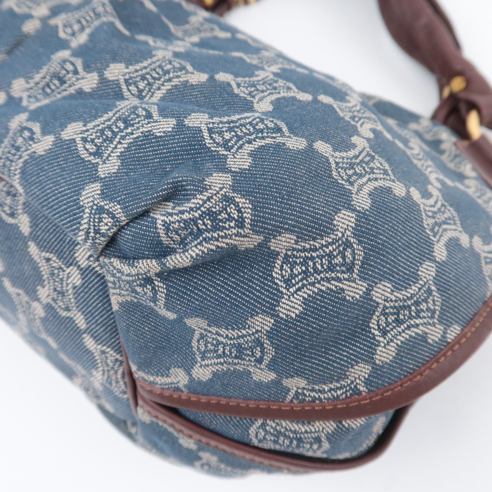 CELINE Paris Macadam Bittersweet Denim Leather Shoulder Bag Blue