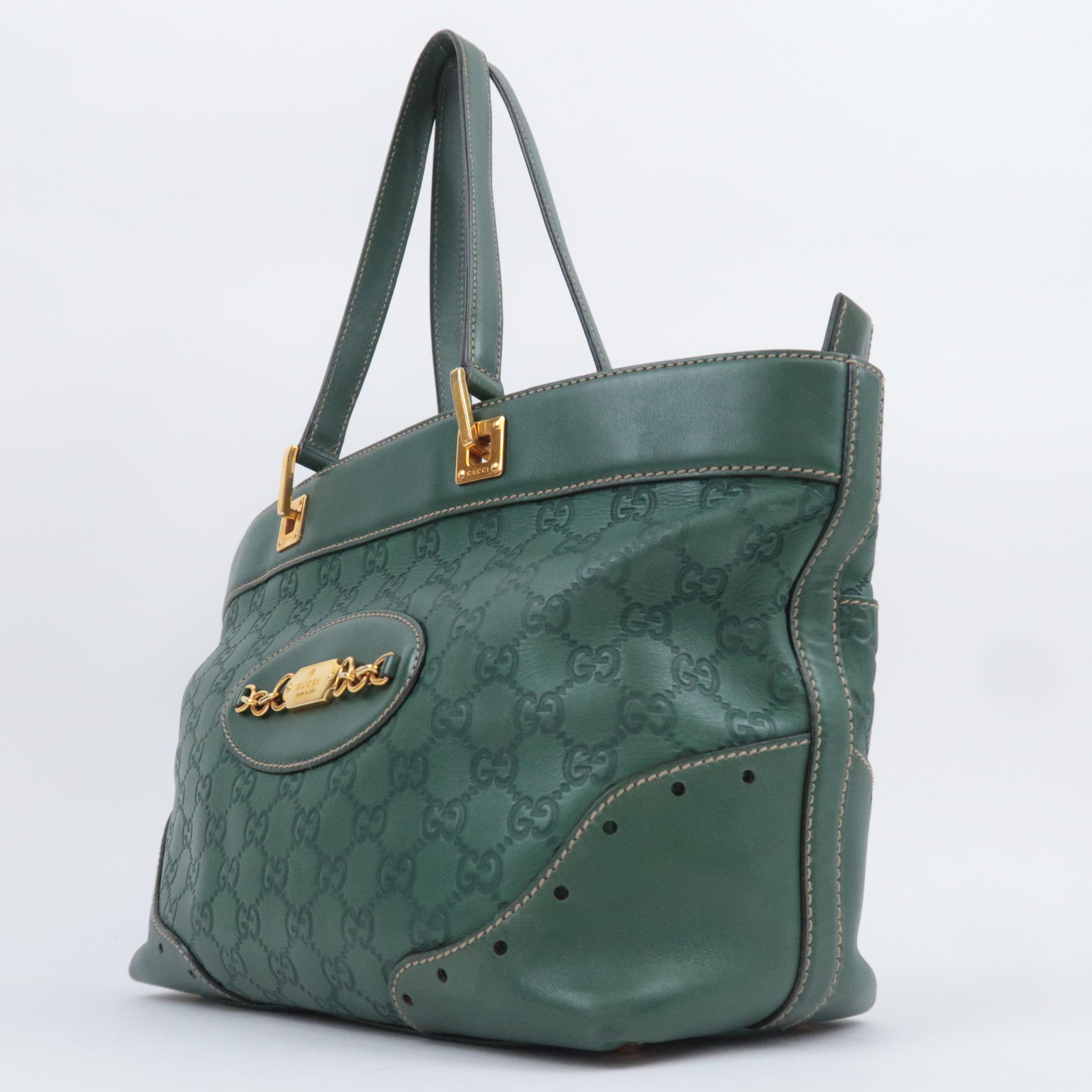 GUCCI Guccissima Leather Tote Bag Green 145993