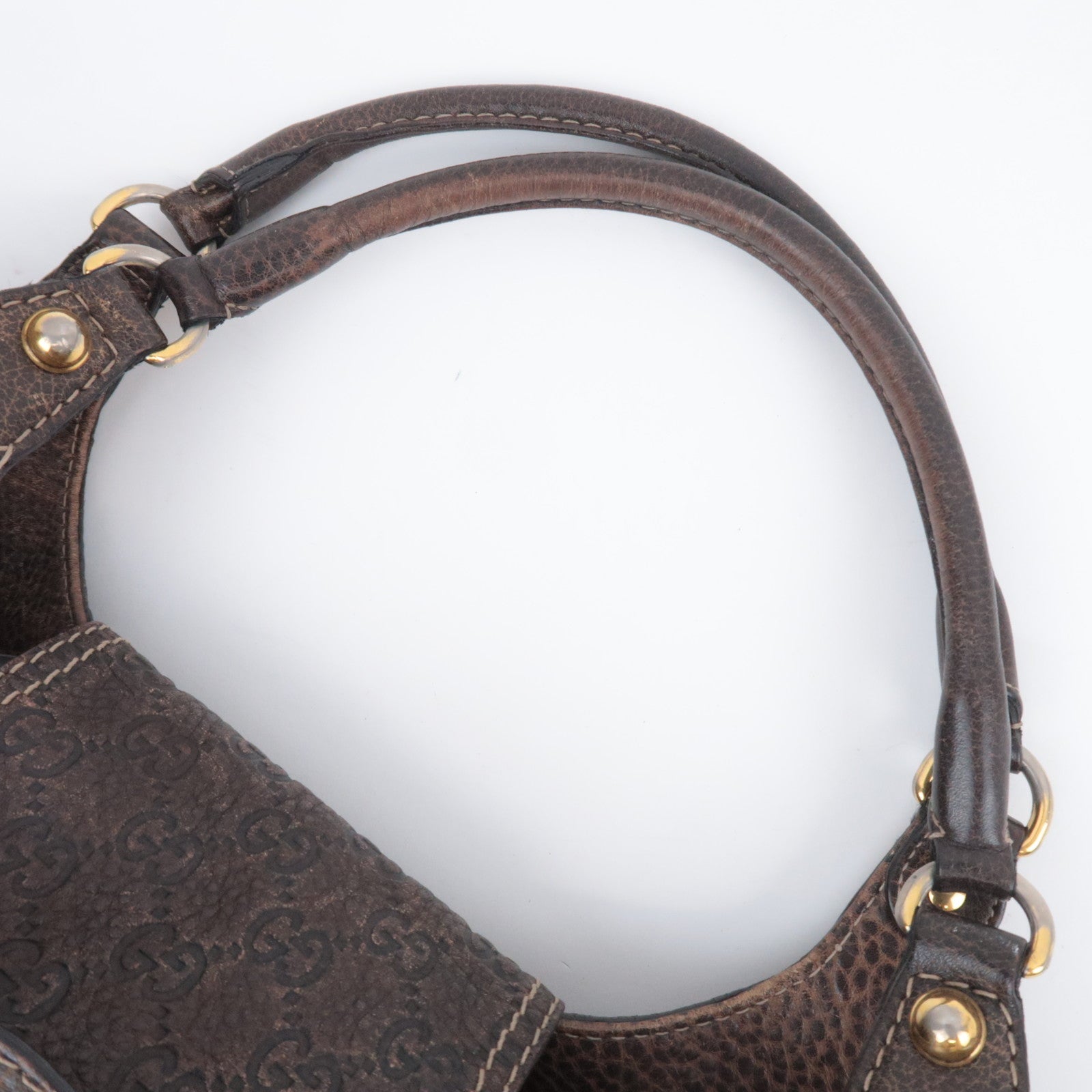 GUCCI Horsebit Guccissima Leather Shoulder Bag Brown 223958