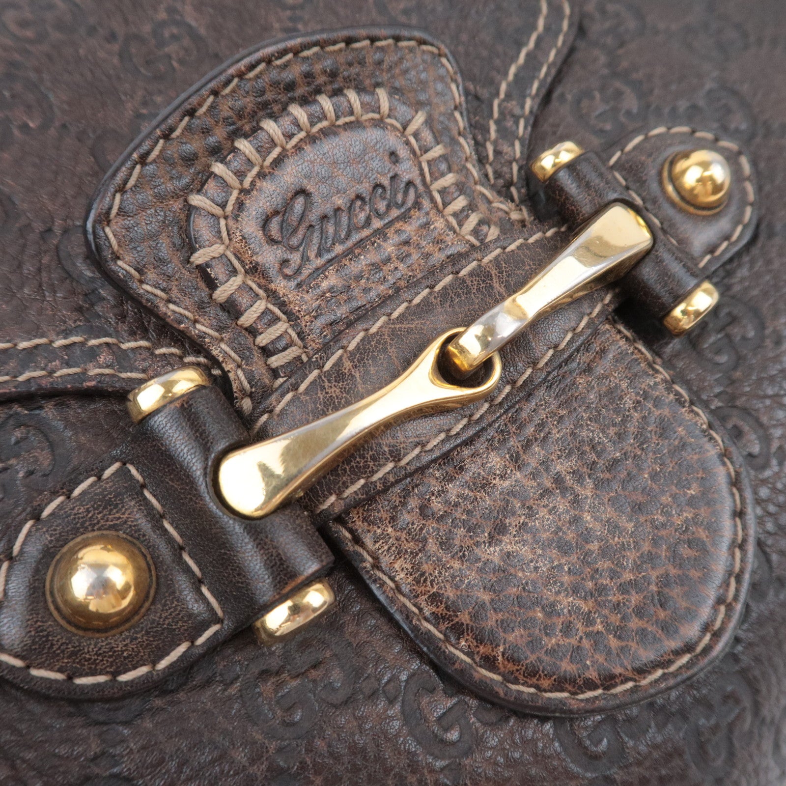 GUCCI Horsebit Guccissima Leather Shoulder Bag Brown 223958