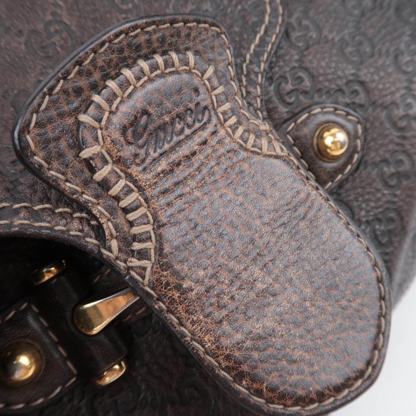 GUCCI Horsebit Guccissima Leather Shoulder Bag Brown 223958