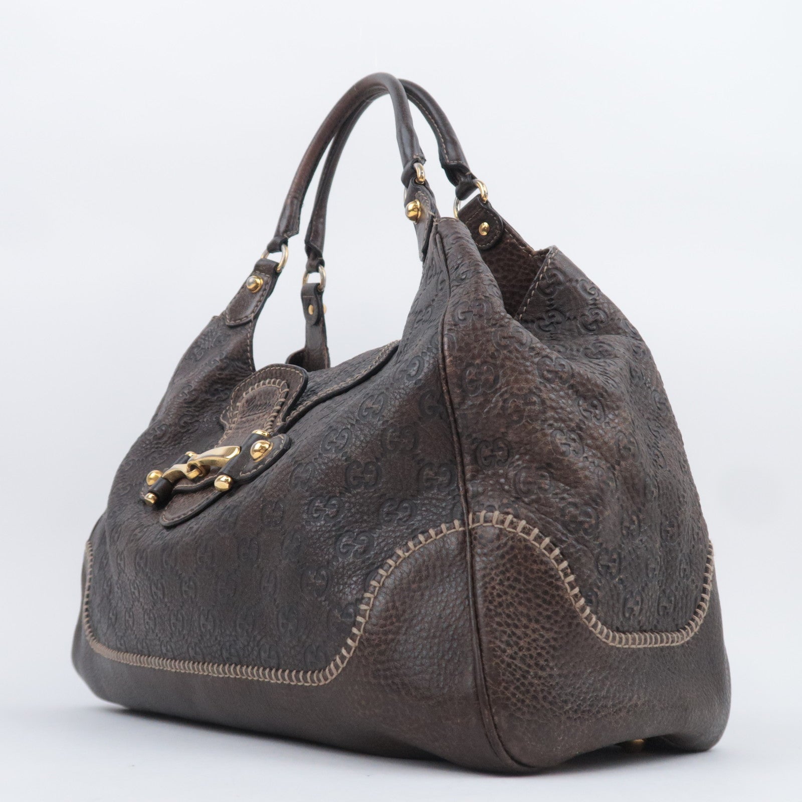 GUCCI Horsebit Guccissima Leather Shoulder Bag Brown 223958