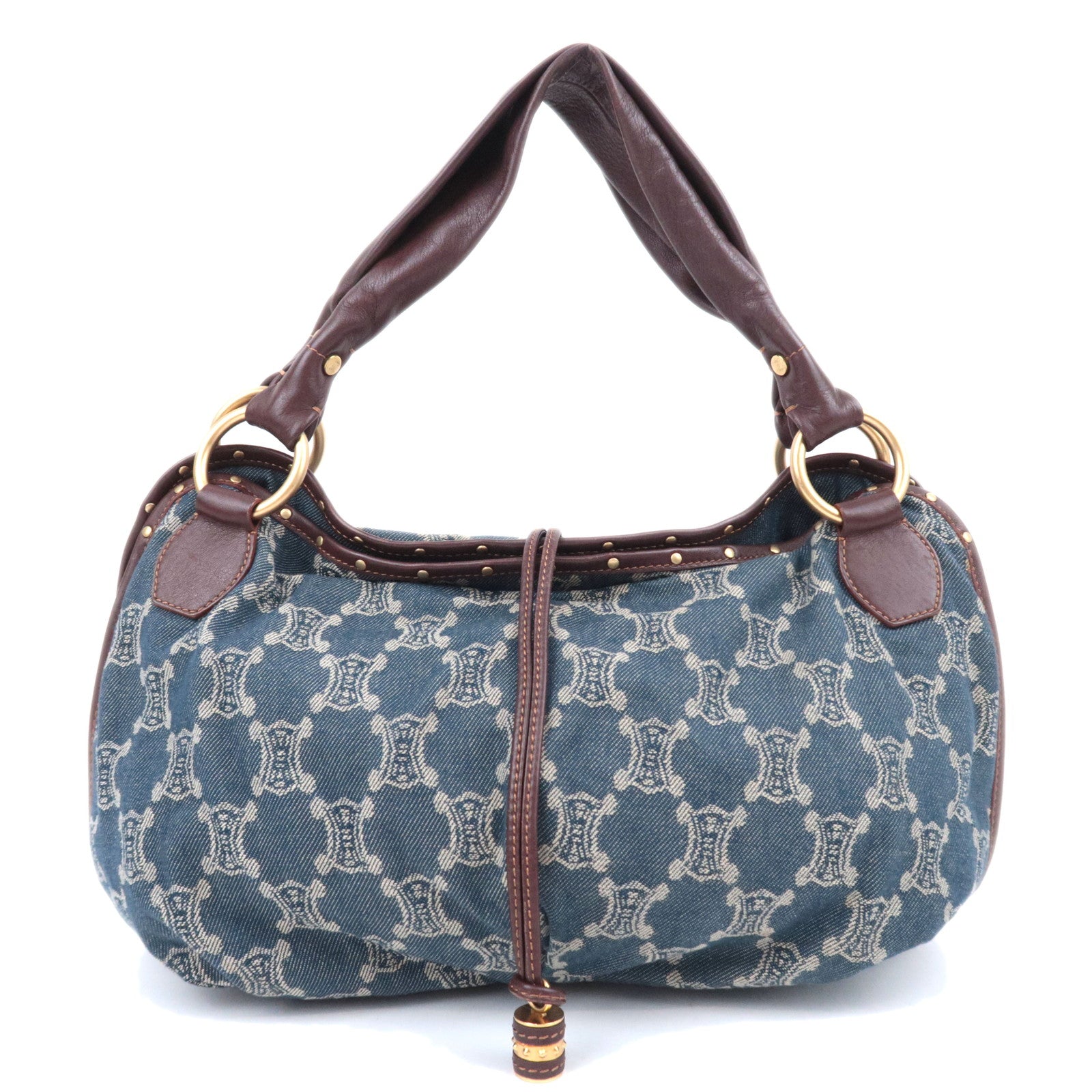 CELINE Paris Macadam Bittersweet Denim Leather Shoulder Bag Blue91456