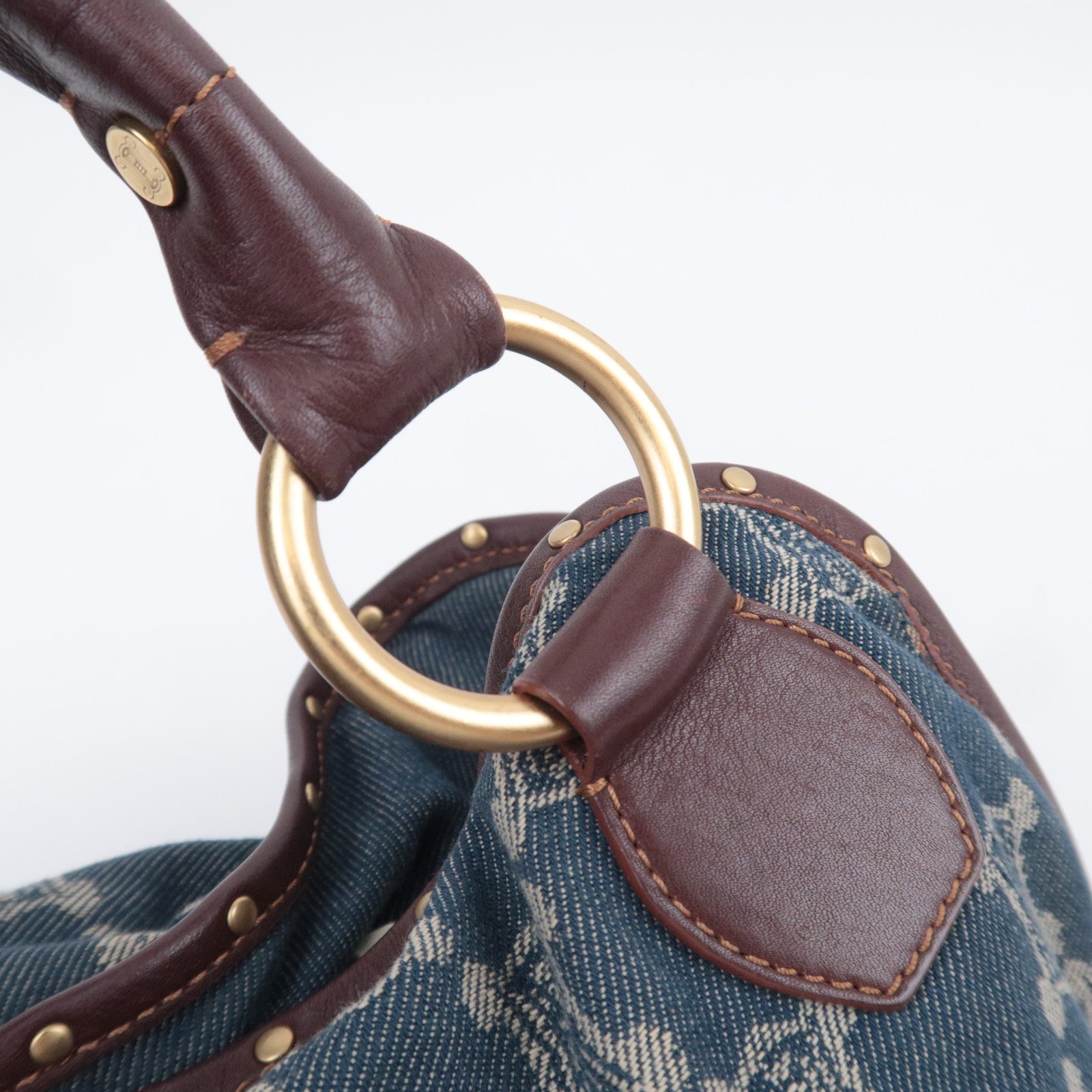 CELINE Paris Macadam Bittersweet Denim Leather Shoulder Bag Blue