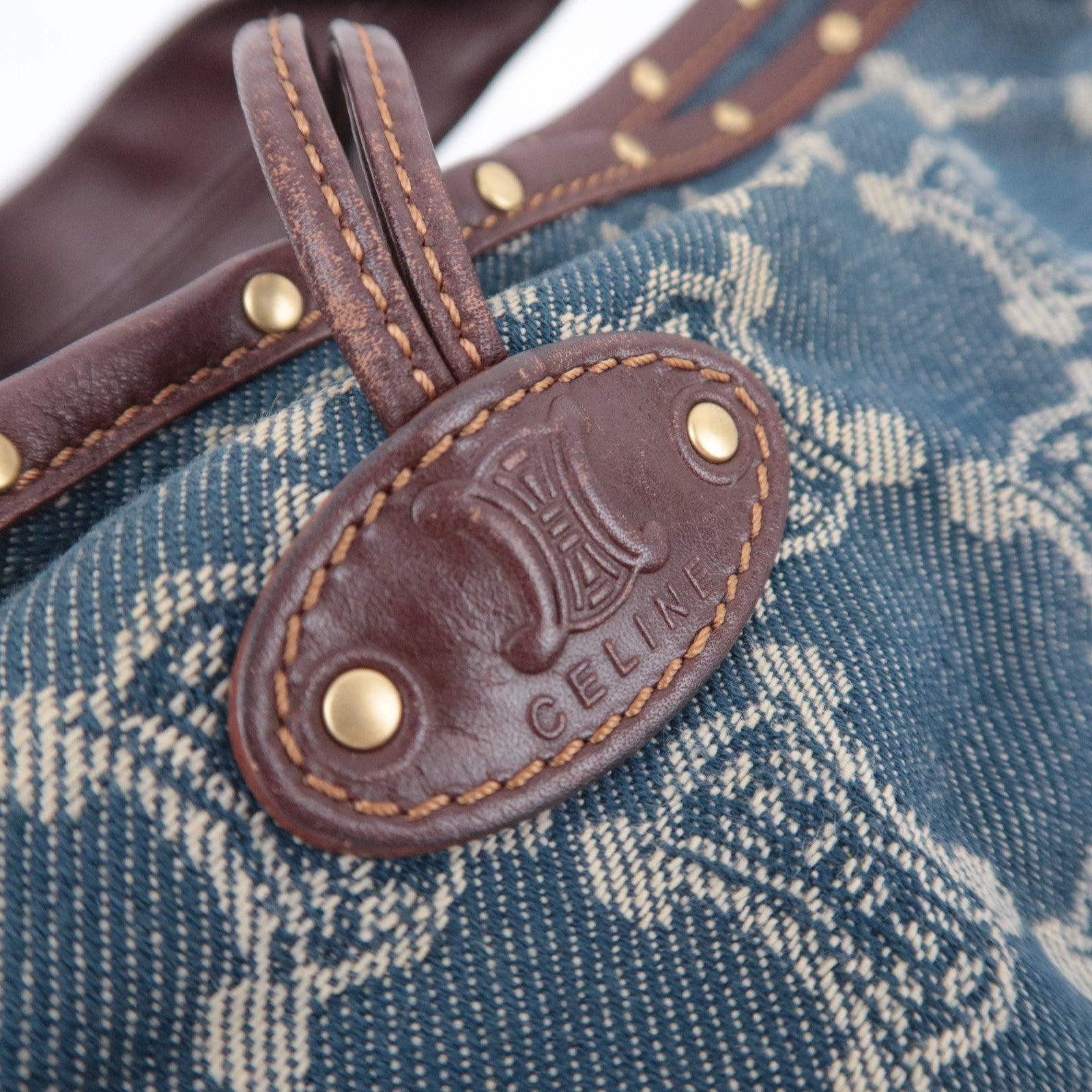 CELINE Paris Macadam Bittersweet Denim Leather Shoulder Bag Blue