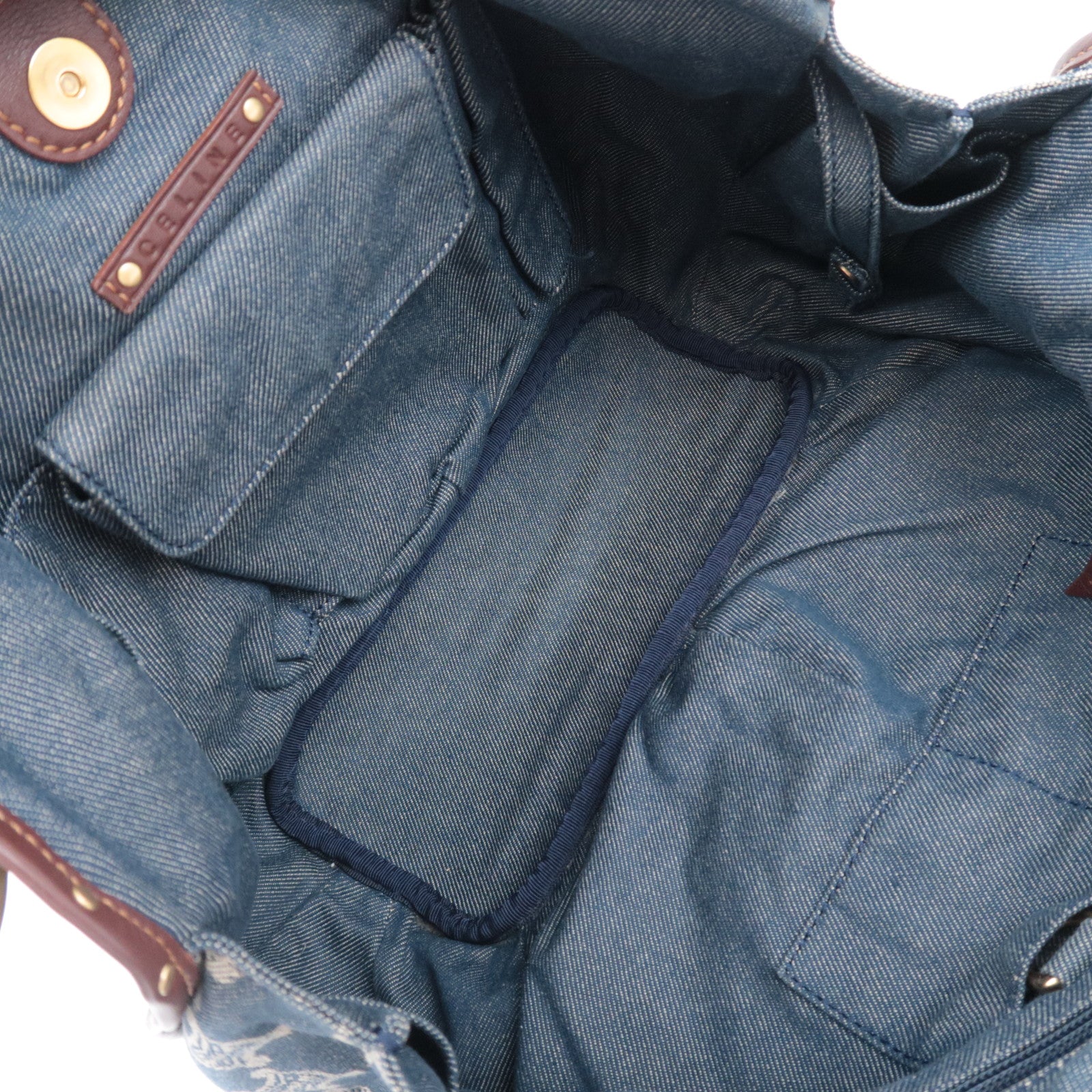 CELINE Paris Macadam Bittersweet Denim Leather Shoulder Bag Blue