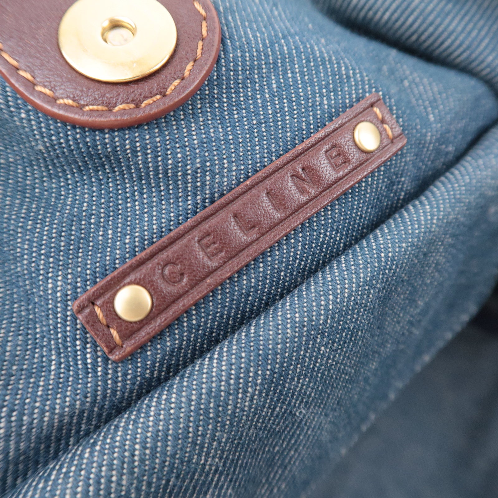 CELINE Paris Macadam Bittersweet Denim Leather Shoulder Bag Blue