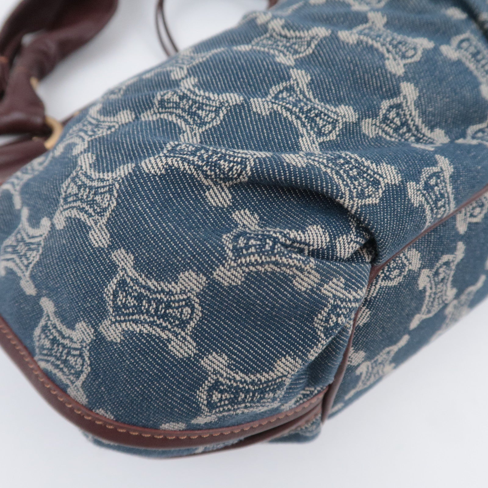 CELINE Paris Macadam Bittersweet Denim Leather Shoulder Bag Blue