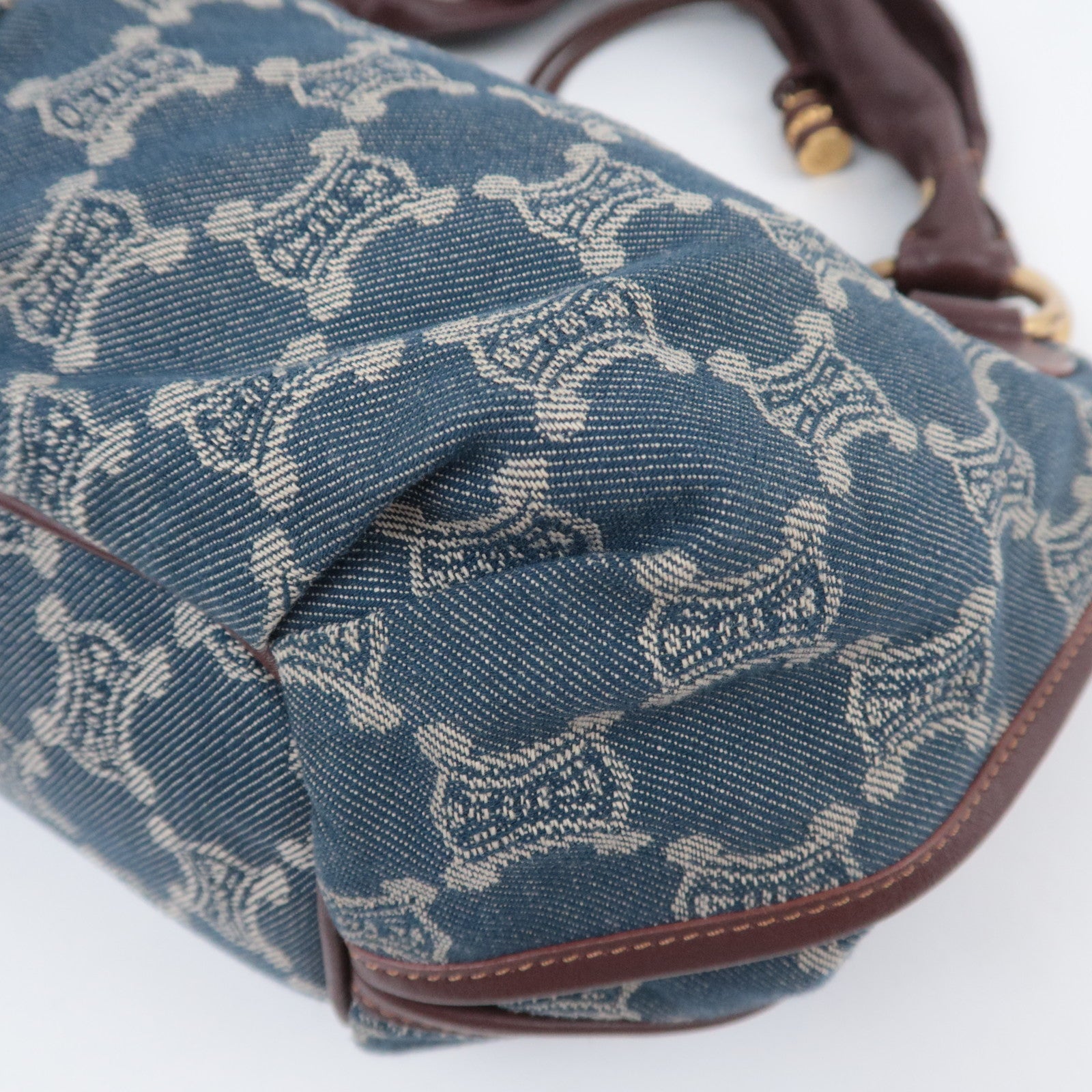 CELINE Paris Macadam Bittersweet Denim Leather Shoulder Bag Blue