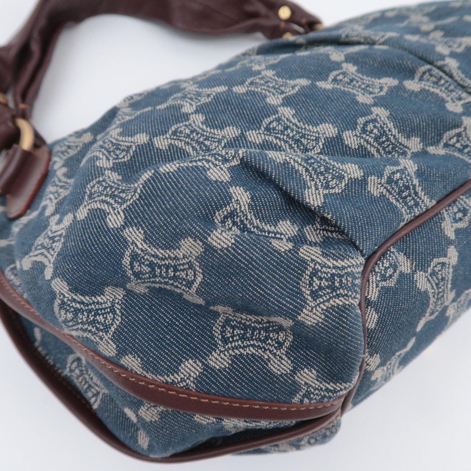 CELINE Paris Macadam Bittersweet Denim Leather Shoulder Bag Blue