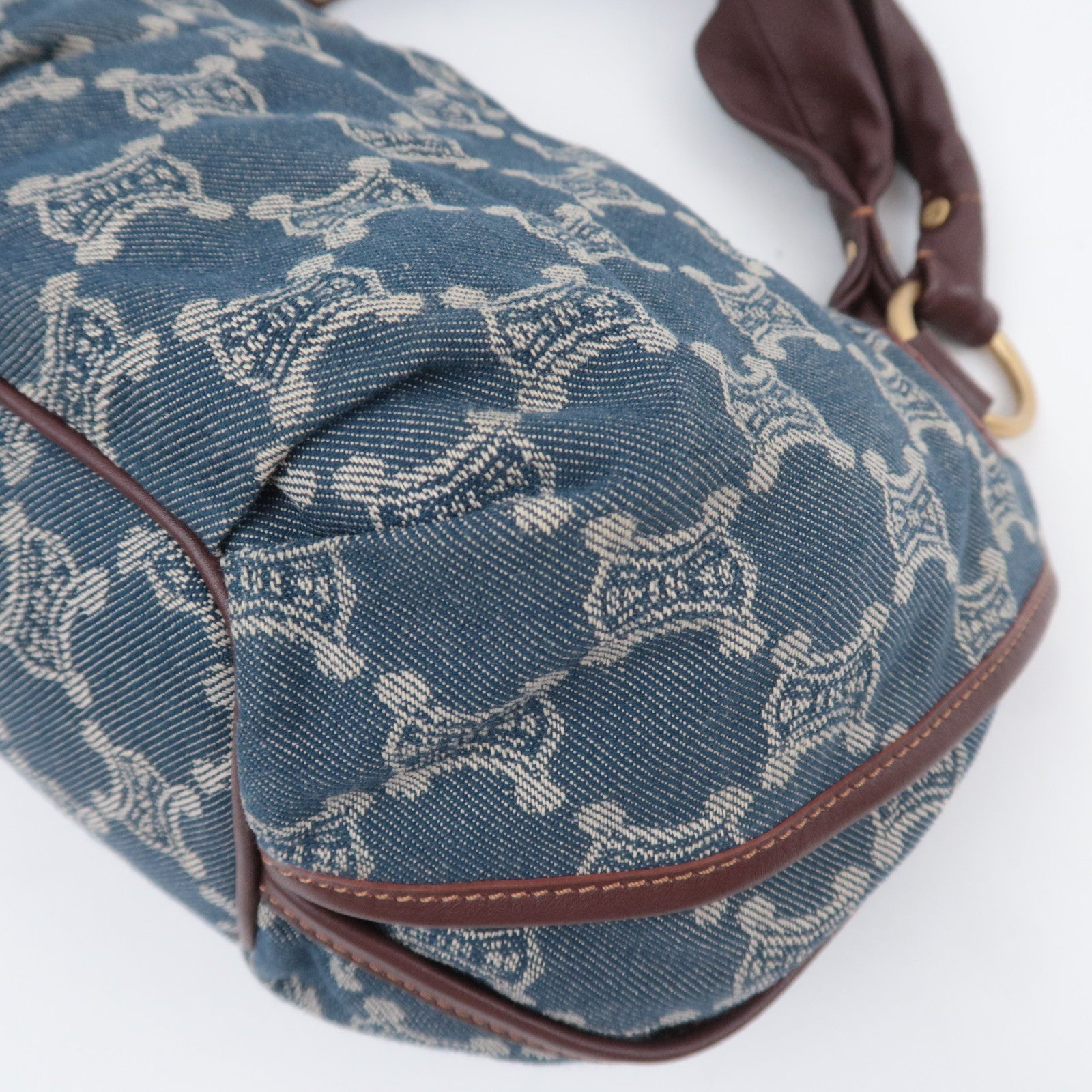 CELINE Paris Macadam Bittersweet Denim Leather Shoulder Bag Blue