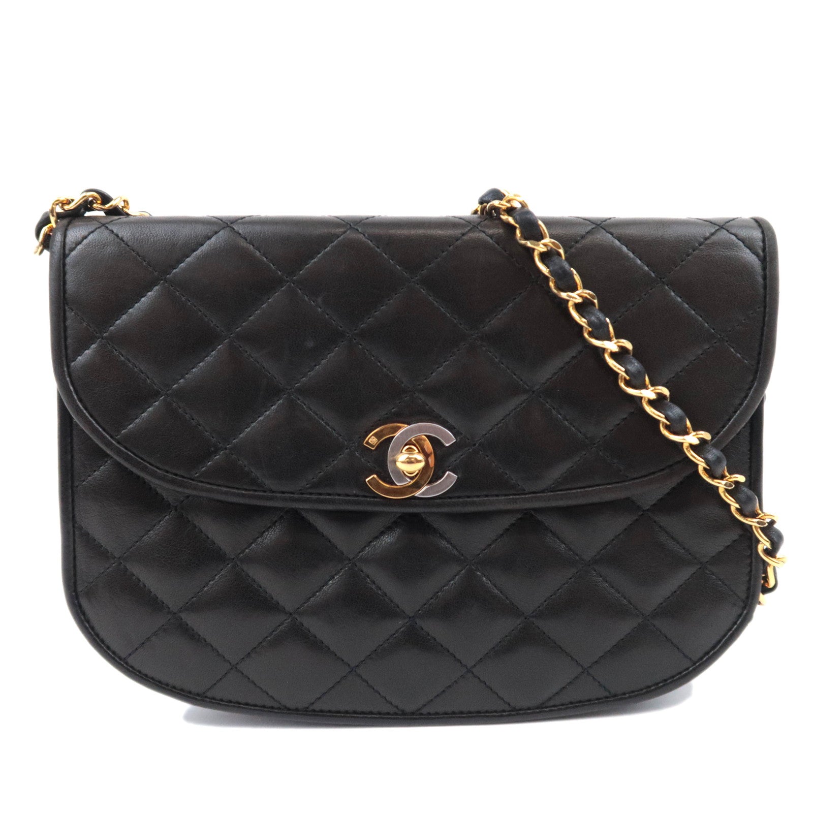 CHANEL Paris Exclusive Matelasse Chain Shoulder Bag Lambskin Black Gold HDW91460
