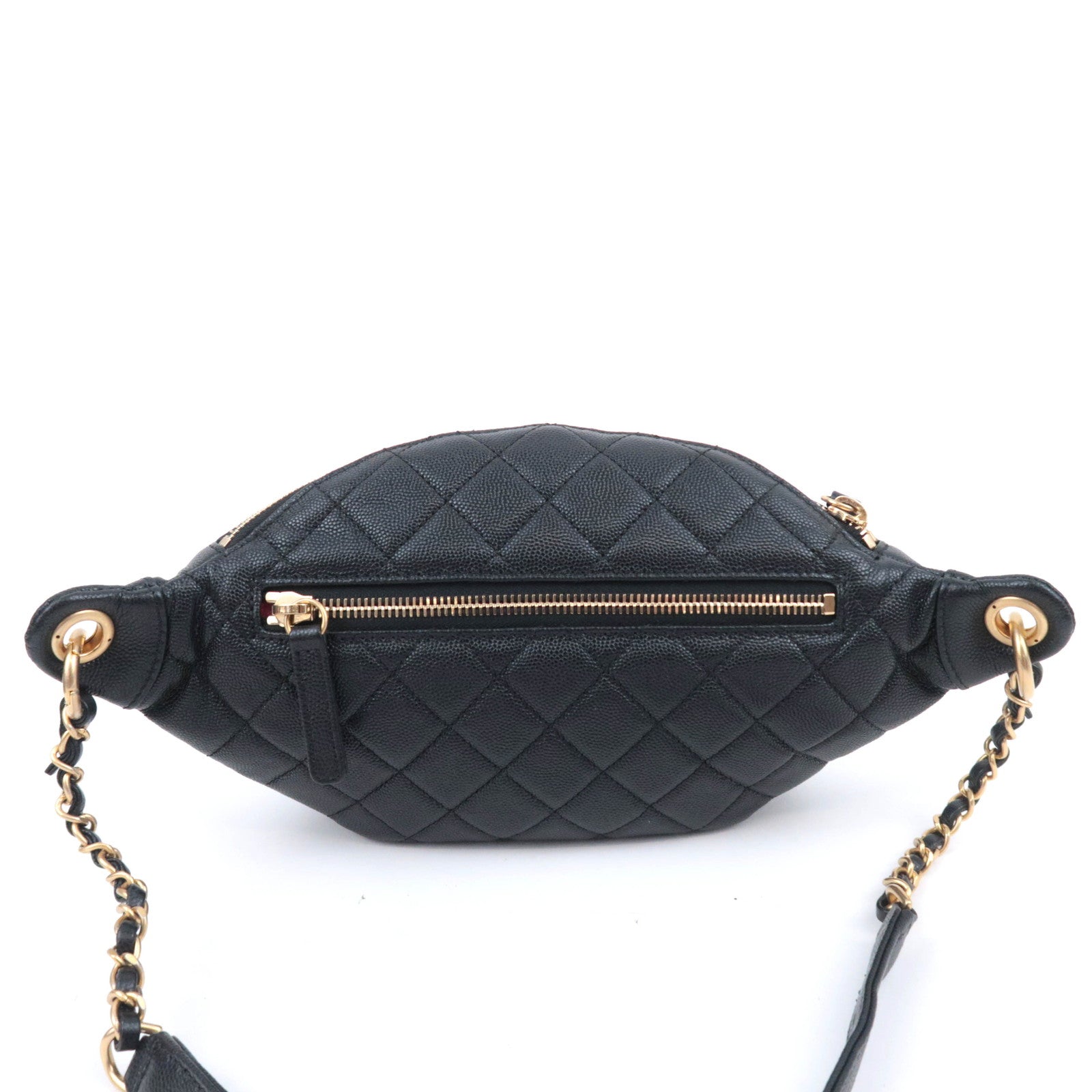 CHANEL CC Filigree Chain Waist Bag Caviar Skin Blac Gold HDW