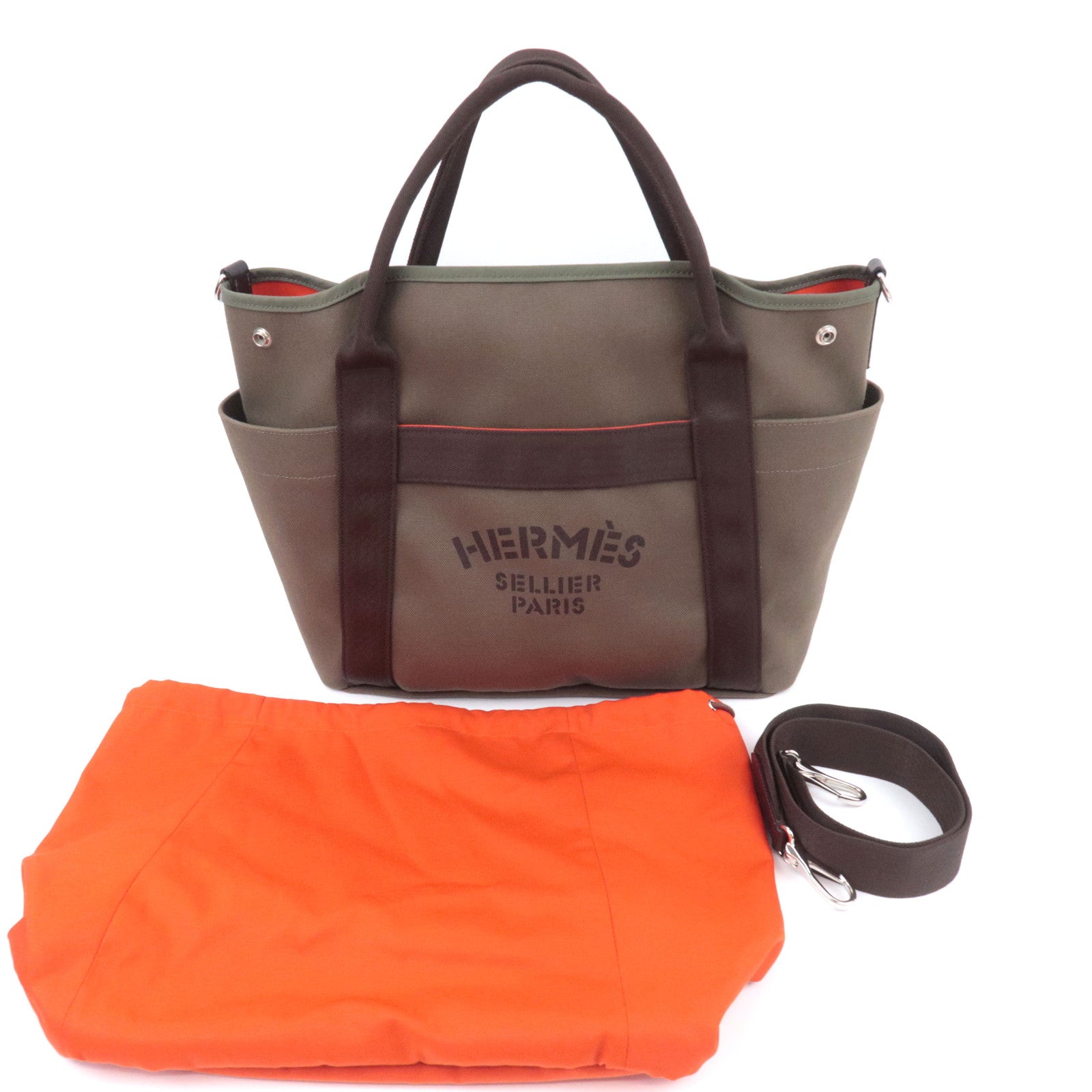 HERMES Sac De Pansage Groom Bag A Stamp (2017) Khaki