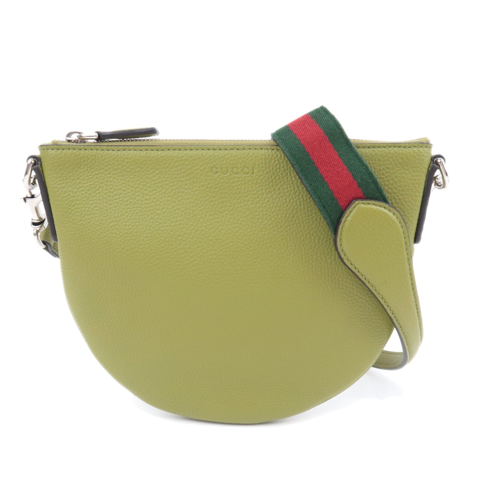 GUCCI Leather Halfmoon Shoulder Bag Green 82452991472