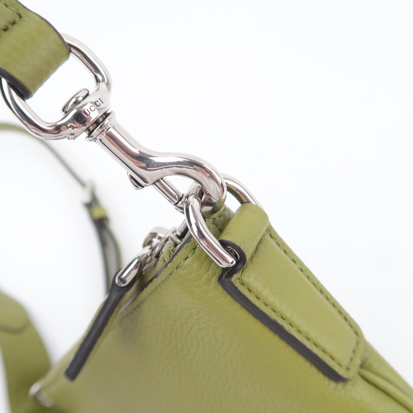 GUCCI Leather Halfmoon Shoulder Bag Green 824529