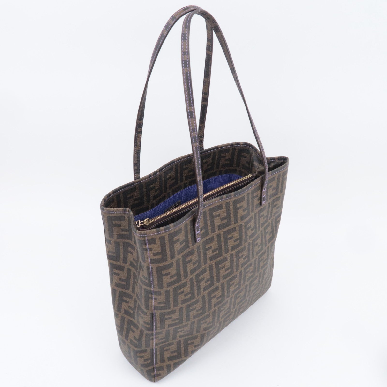FENDI Zucca Tote Bag PVC Brown Purple 8BH211