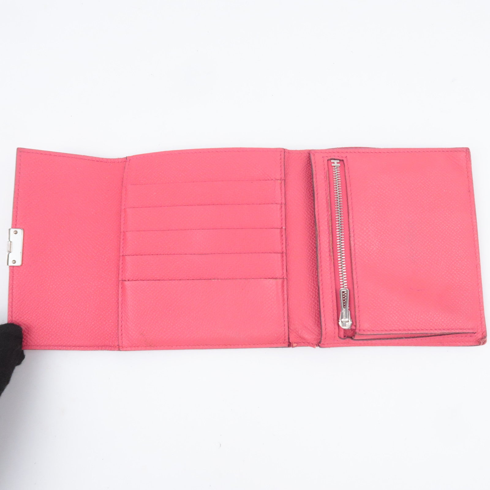 HERMES Click 12 Wallet A Stamp (2017) Epsom Rose Extreme