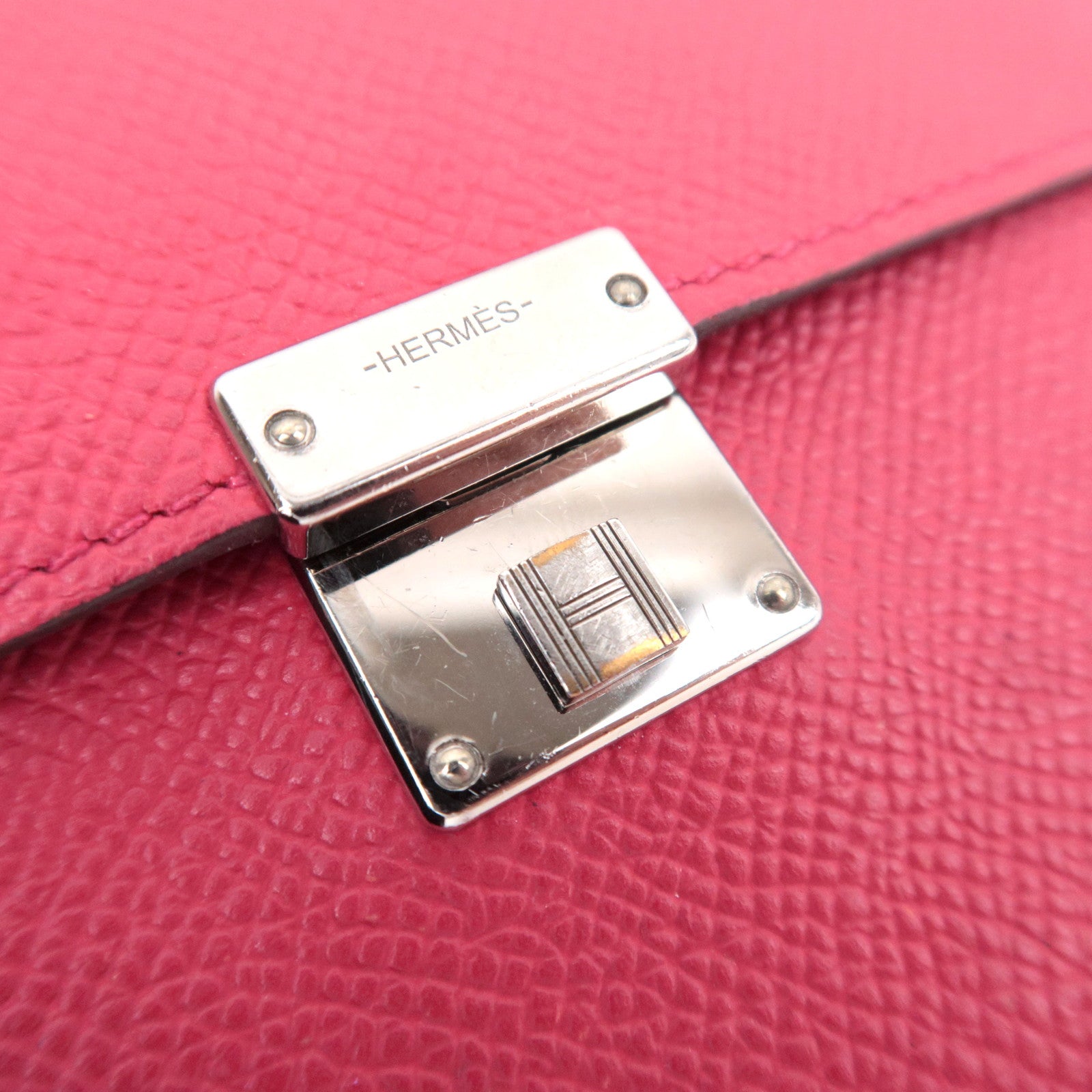 HERMES Click 12 Wallet A Stamp (2017) Epsom Rose Extreme