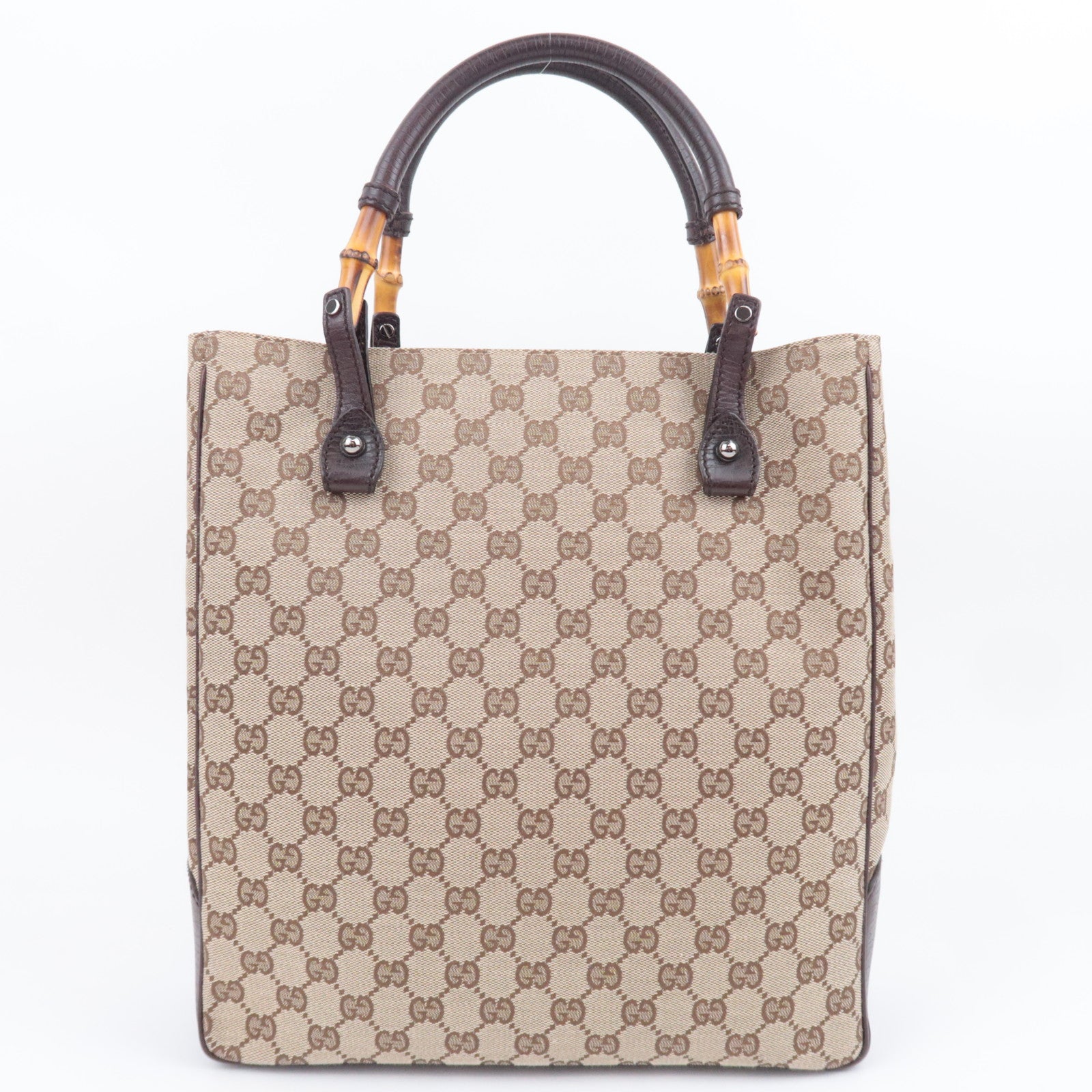GUCCI Bamboo Tote Bag GG Canvas Brown 112530