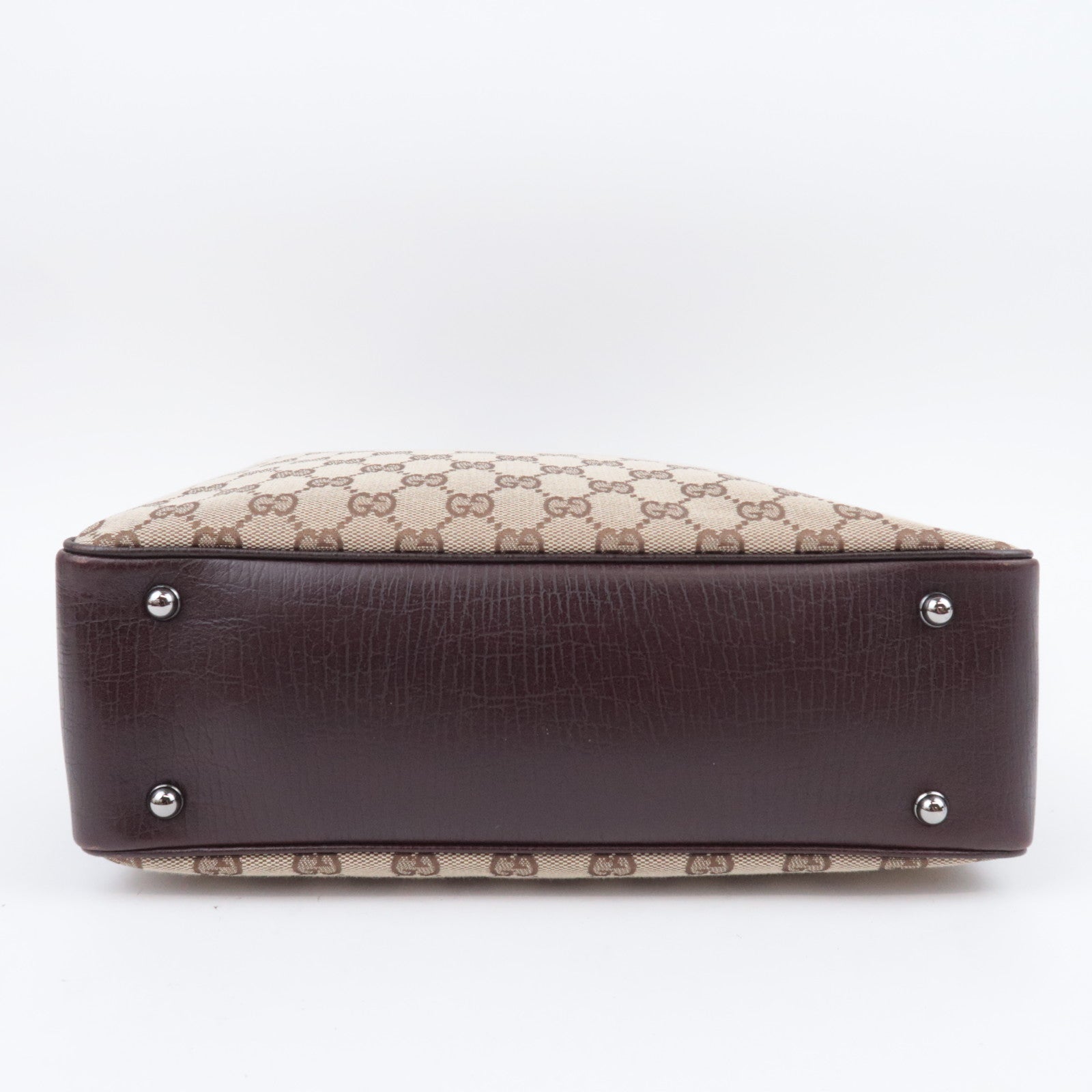 GUCCI Bamboo Tote Bag GG Canvas Brown 112530