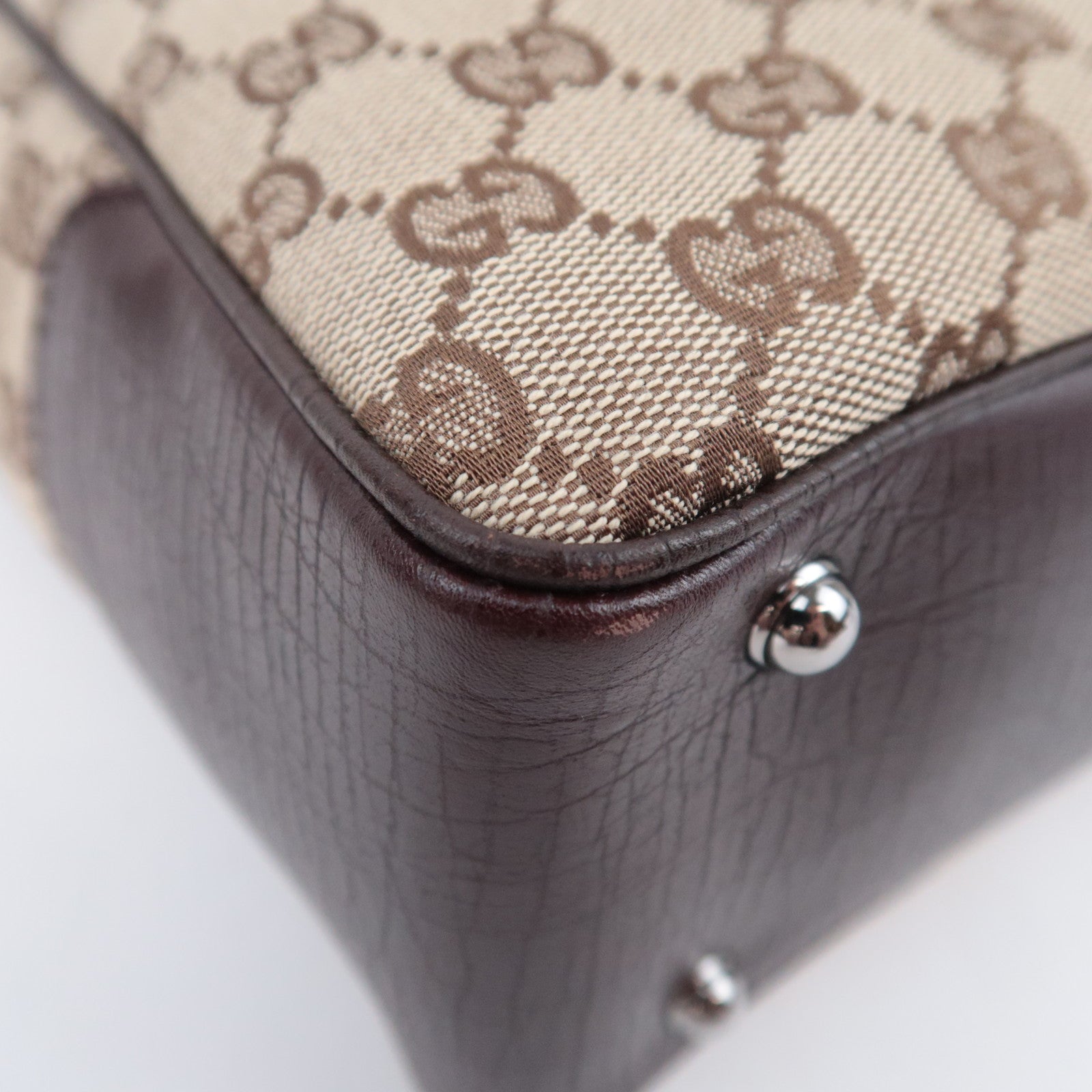 GUCCI Bamboo Tote Bag GG Canvas Brown 112530