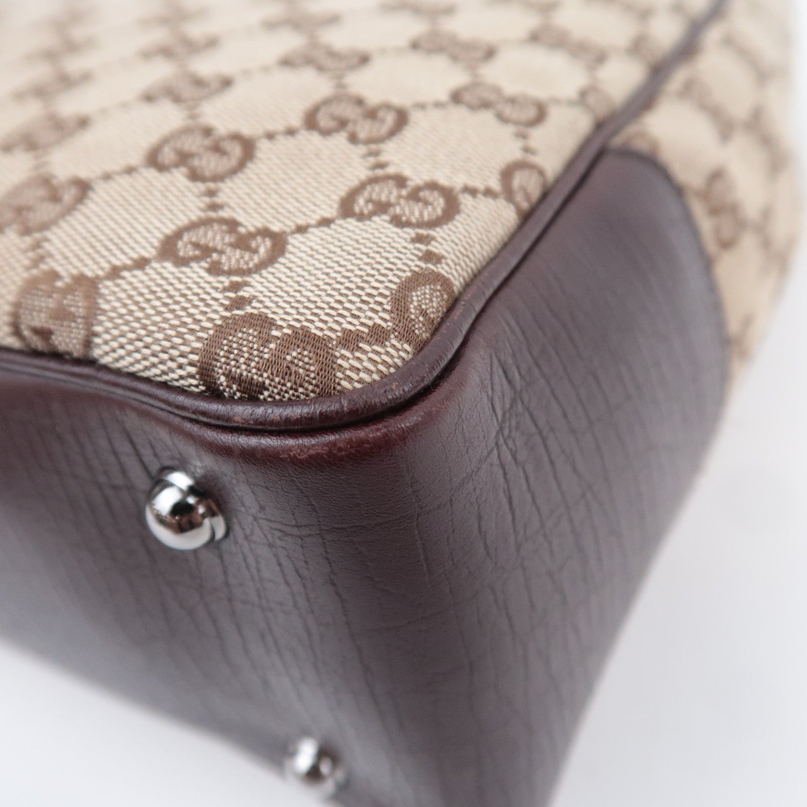 GUCCI Bamboo Tote Bag GG Canvas Brown 112530