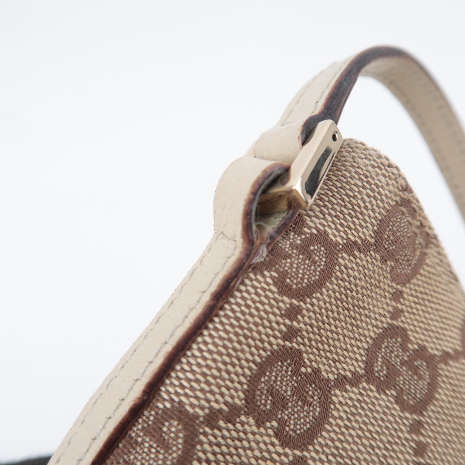 GUCCI Boat Bag GG Canvas Handbag Beige White 07193