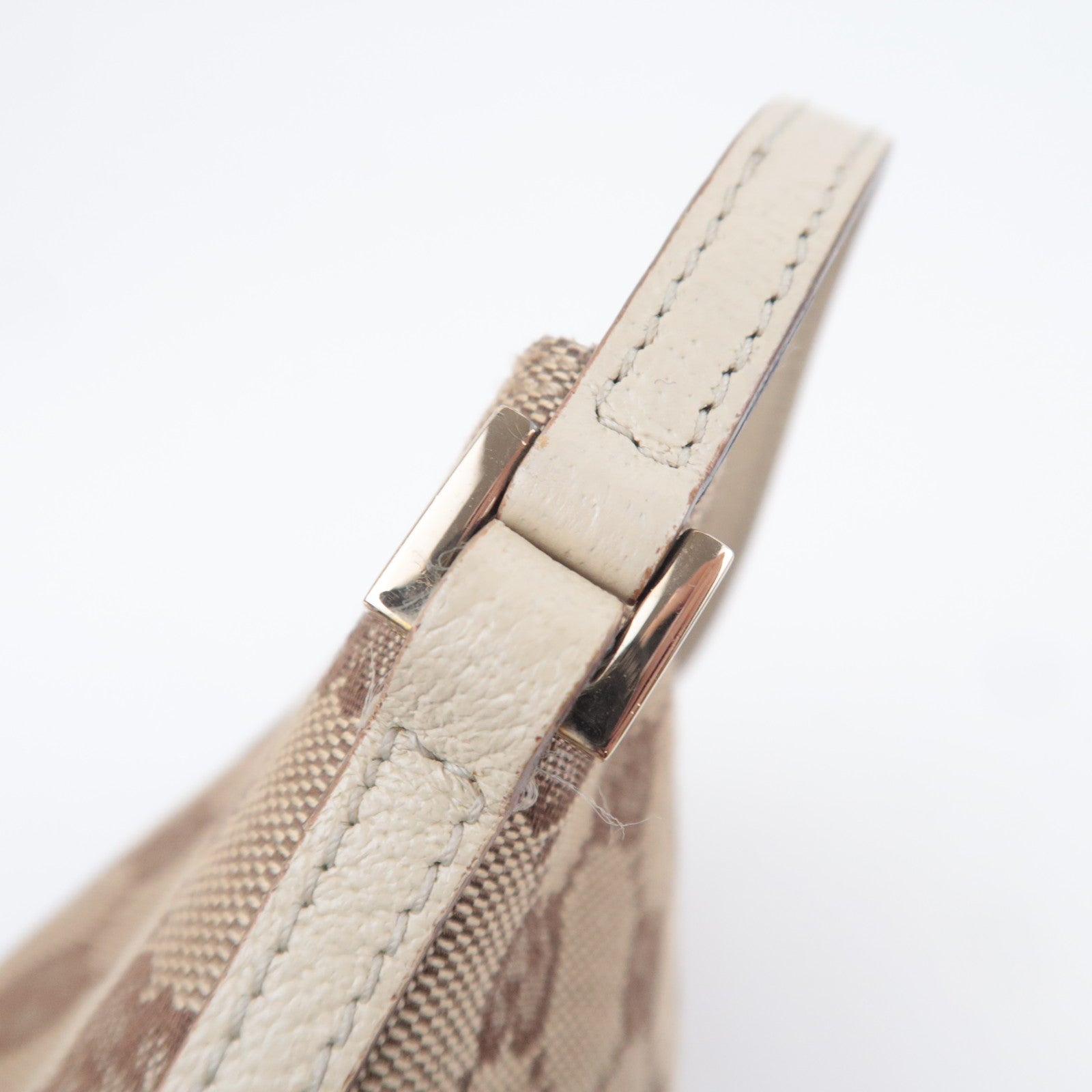 GUCCI Boat Bag GG Canvas Handbag Beige White 07193